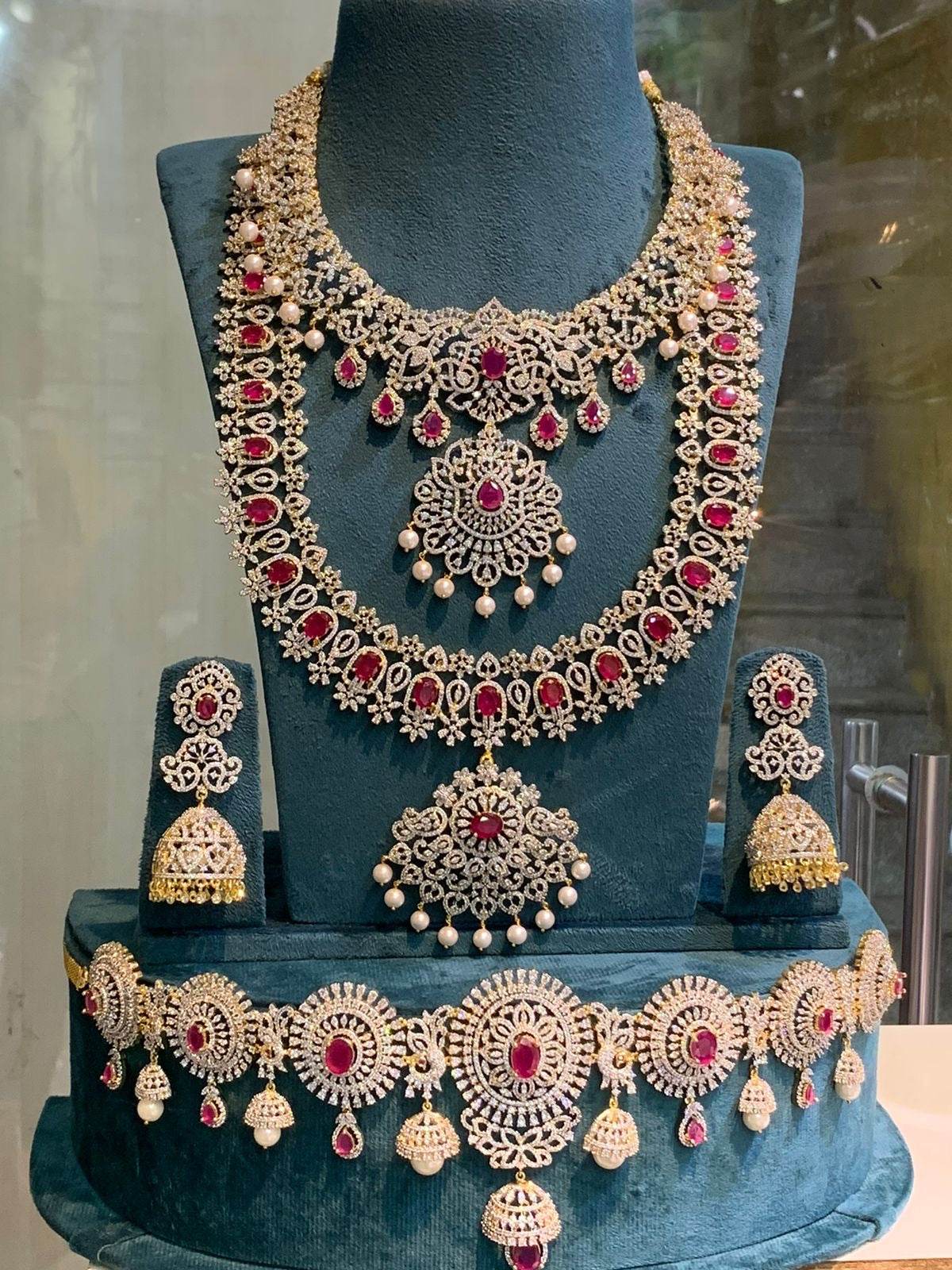 American Diamond Stones Bridal Set - Nakshatra Jewels