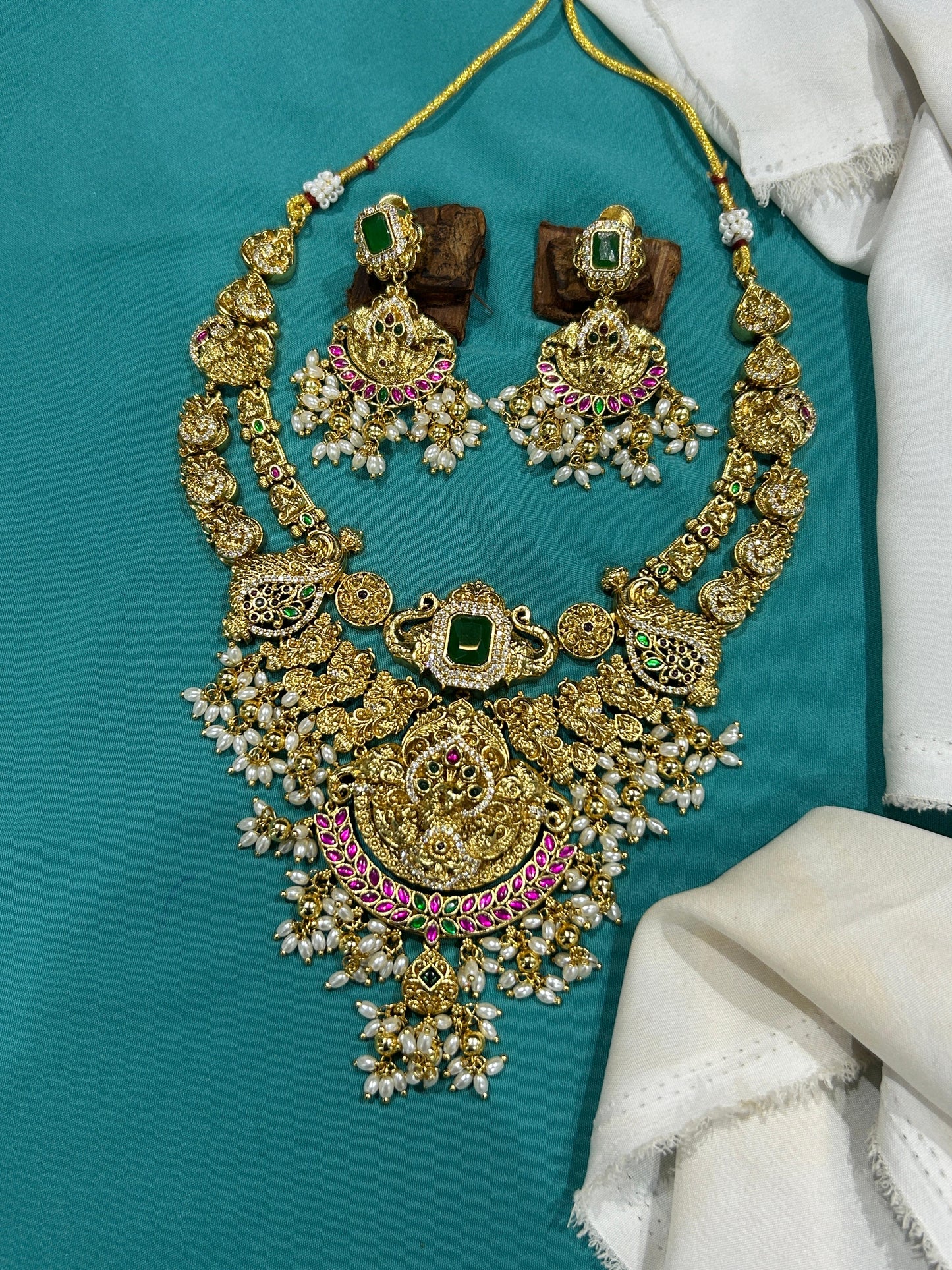 Nakshi Work with AD Stones Bridal Necklace