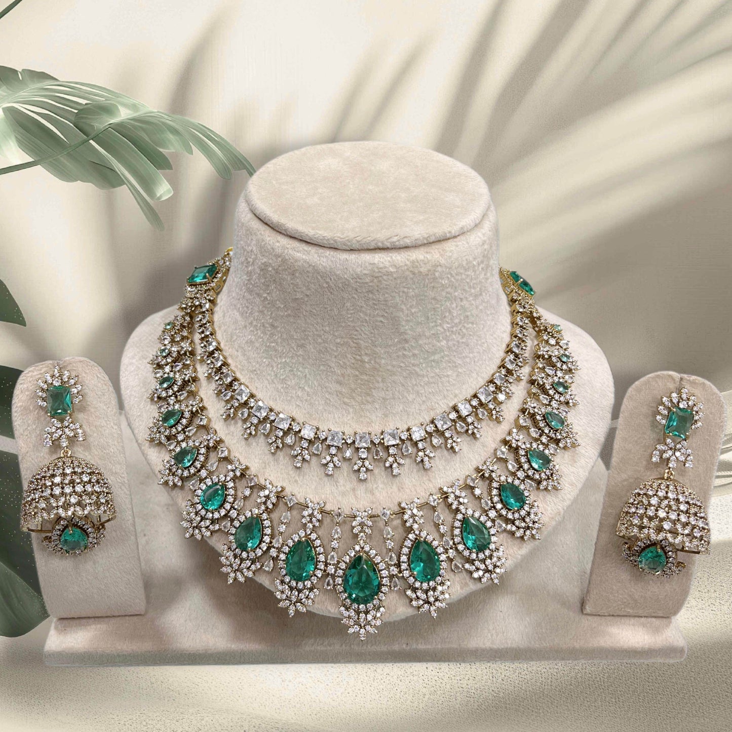 AD with Doublet Stone Layer Necklace - Nakshatra Jewels