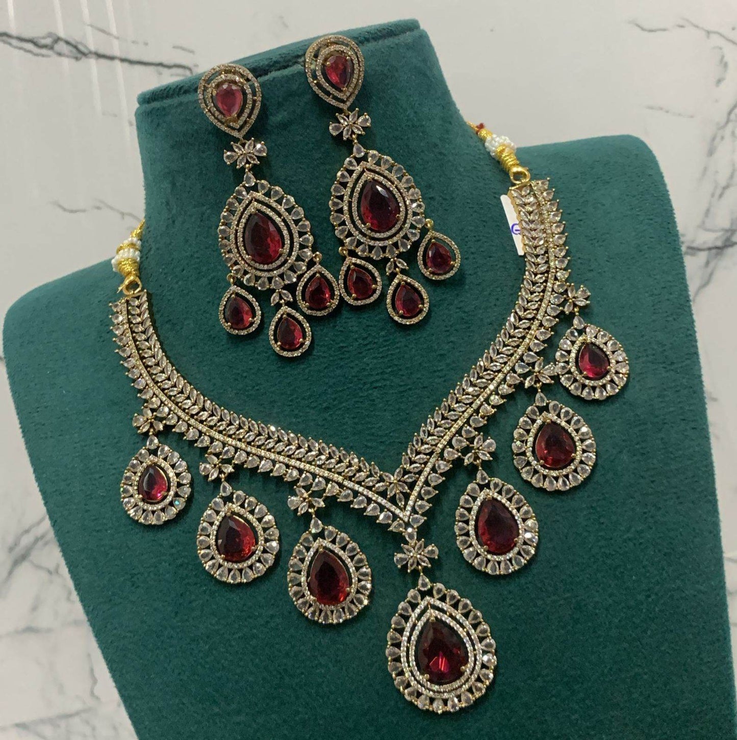 Victorian Polish AD Stones Necklace - Nakshatra Jewels