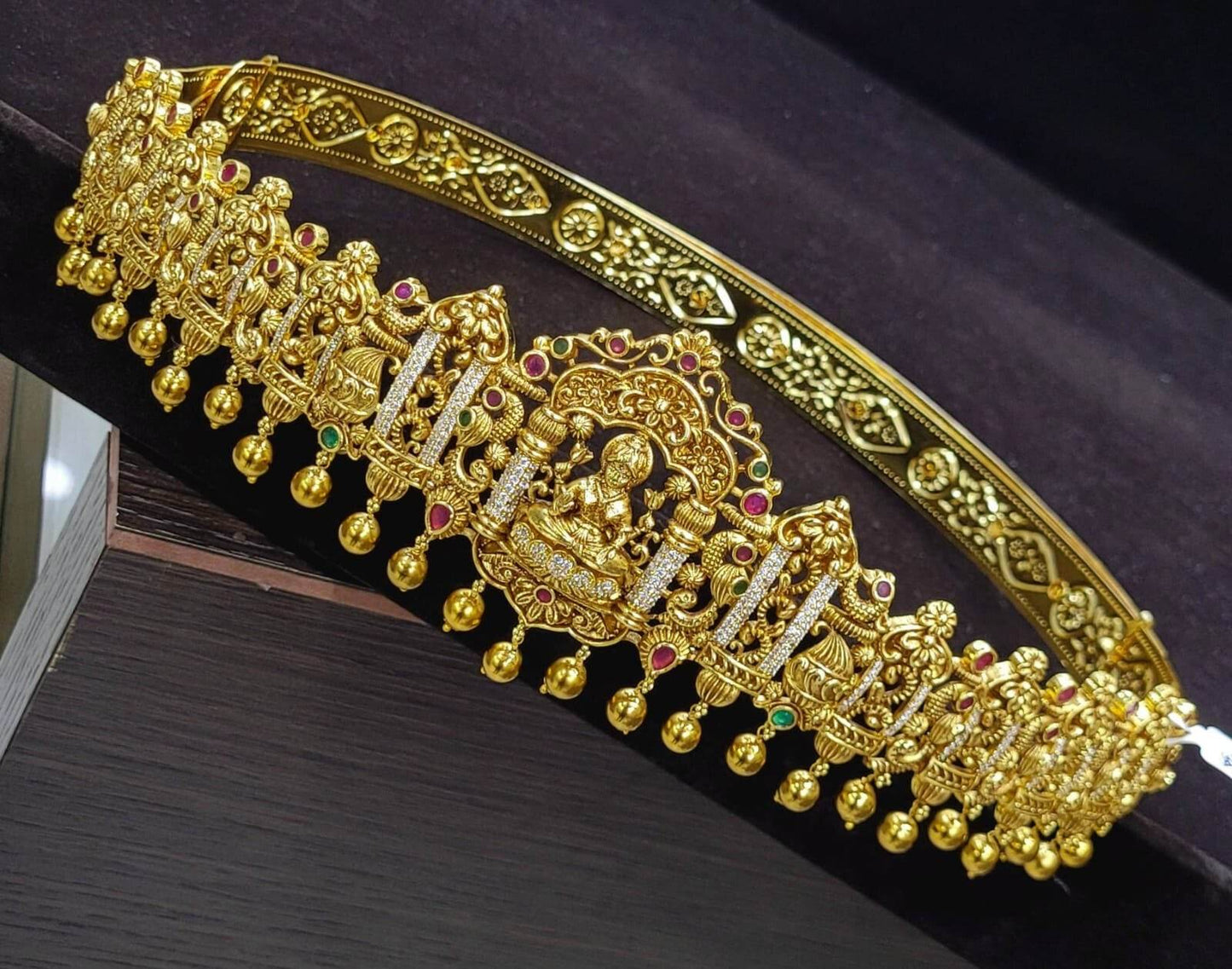 Nakshi Work with AD Stones Bridal Hip Belt (Gold Replica) - Nakshatra Jewels