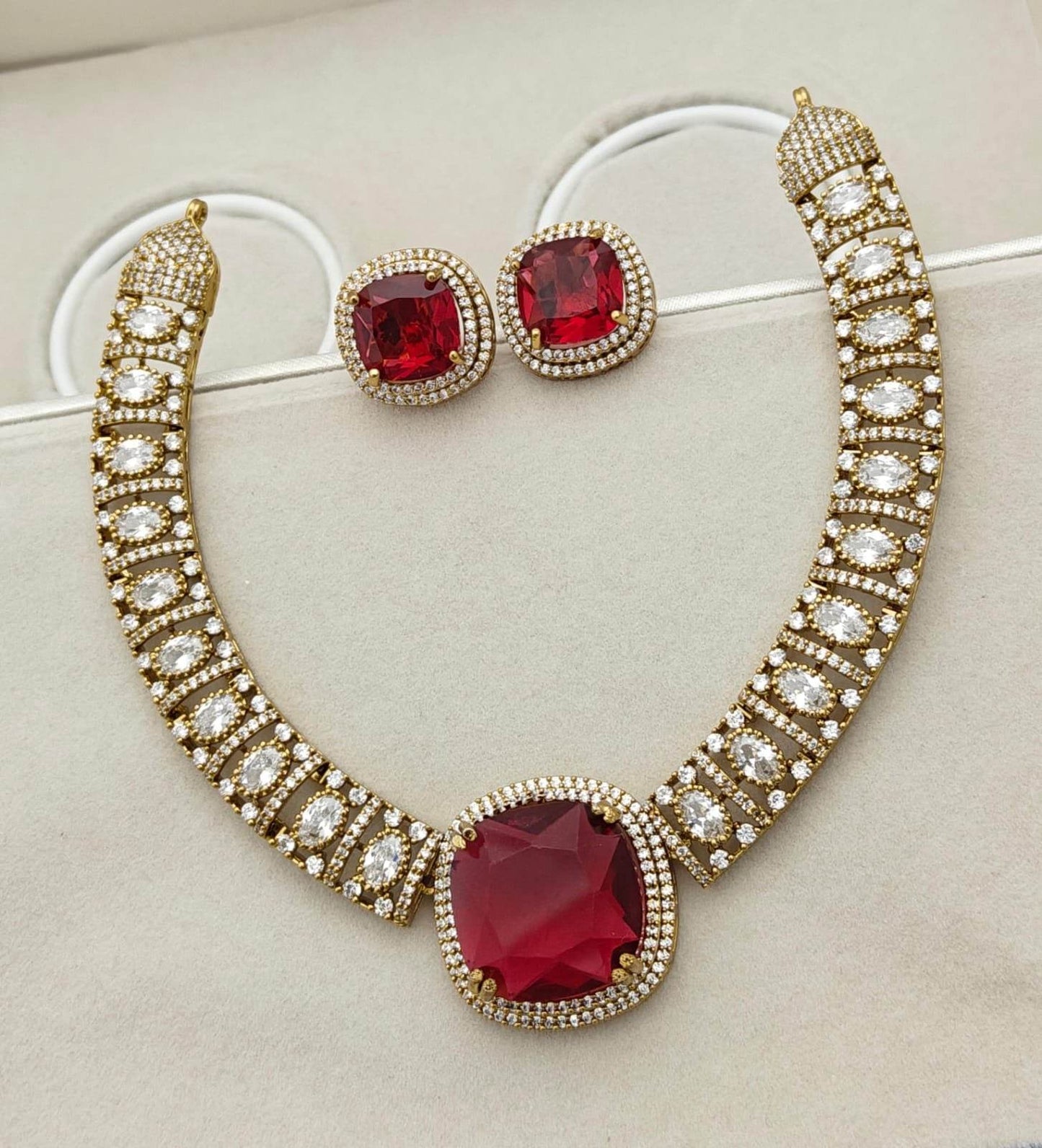 Victorian Polish with AD Stones Necklace - Nakshatra Jewels