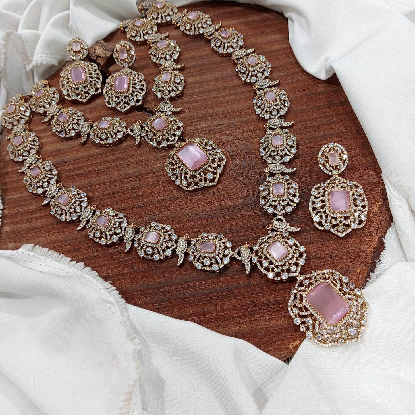 Victorian Polish with AD Stones Bridal Combo - Nakshatra Jewels