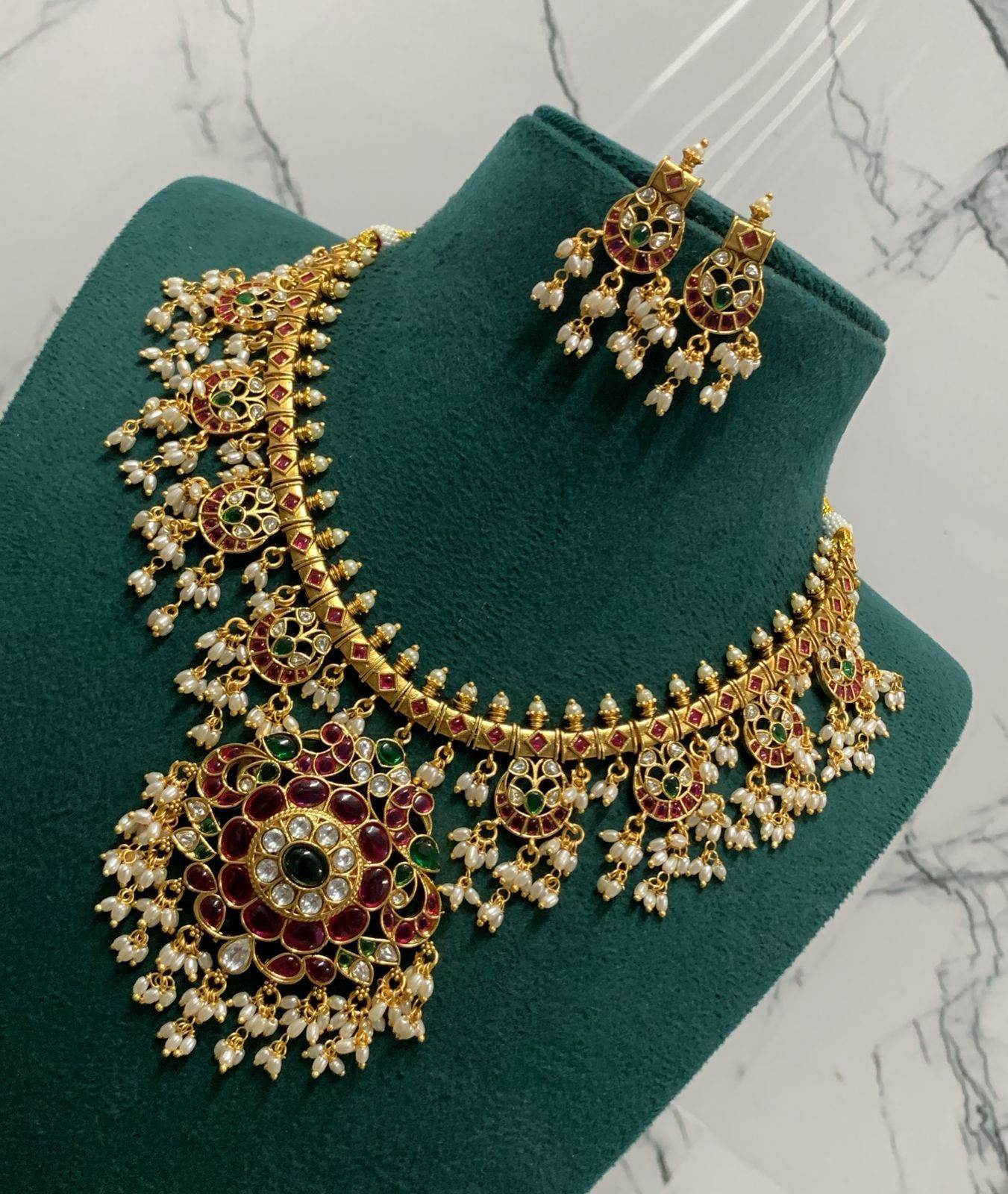 Kundan Stones With Guttapusal Bridal Necklace - Nakshatra Jewels