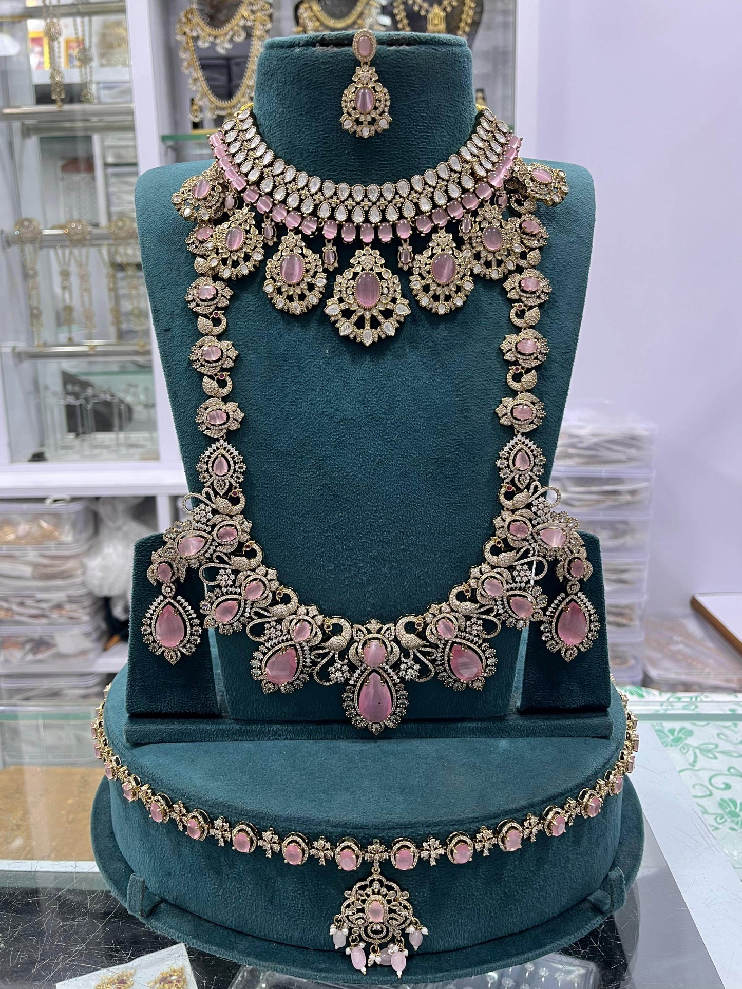 Mossanite with AD Stones Bridal Combo set - Nakshatra Jewels