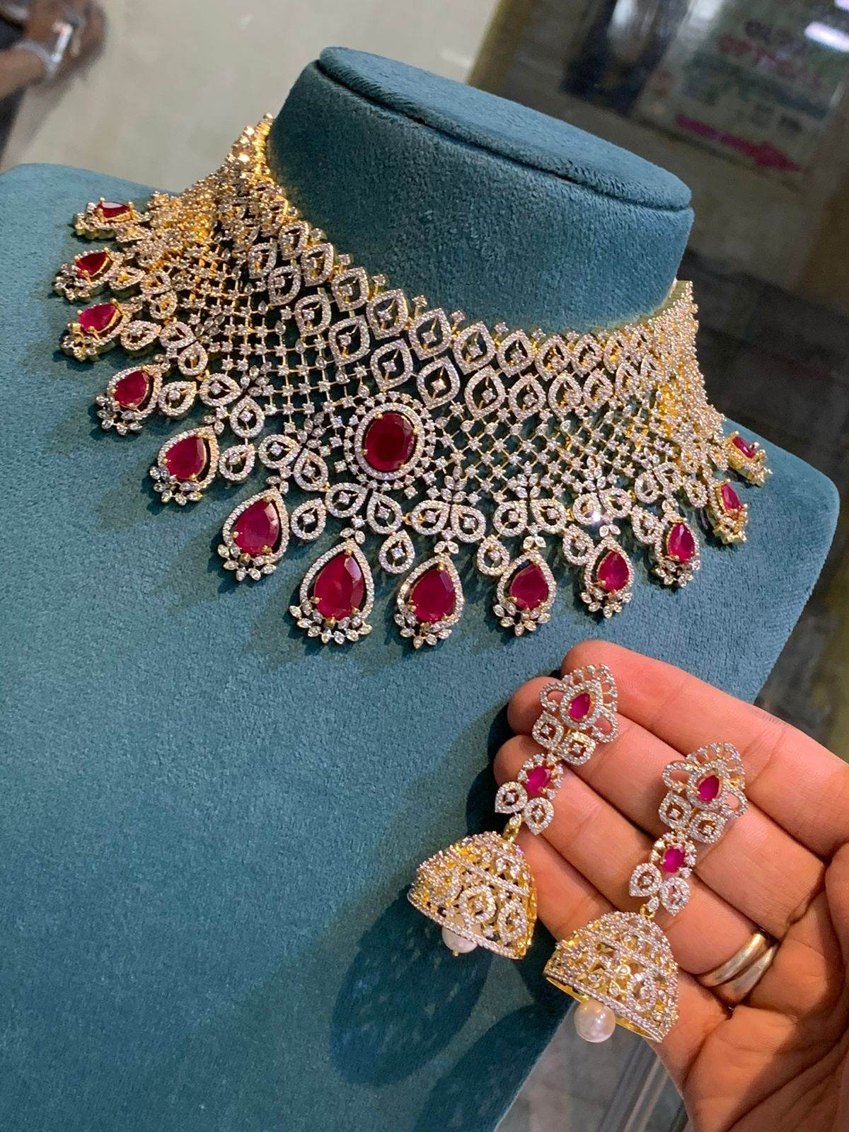 American Diamond Stones Bridal Choker - Nakshatra Jewels