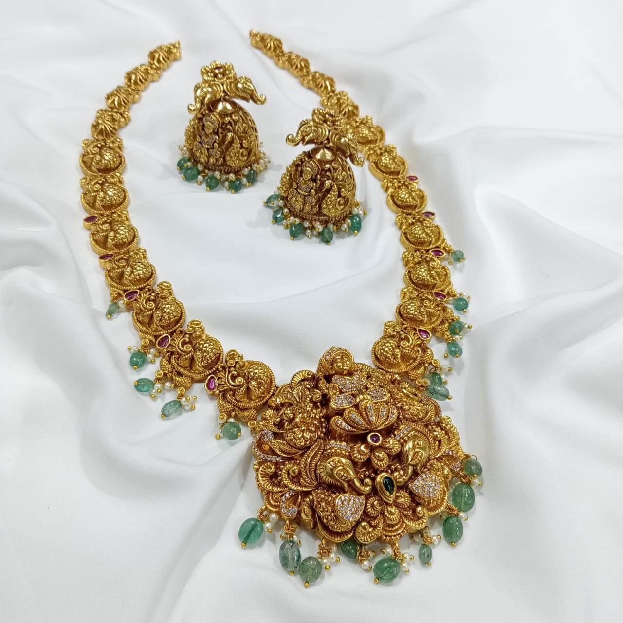 Nakshi Work with Ad stone’s Haram - Nakshatra Jewels