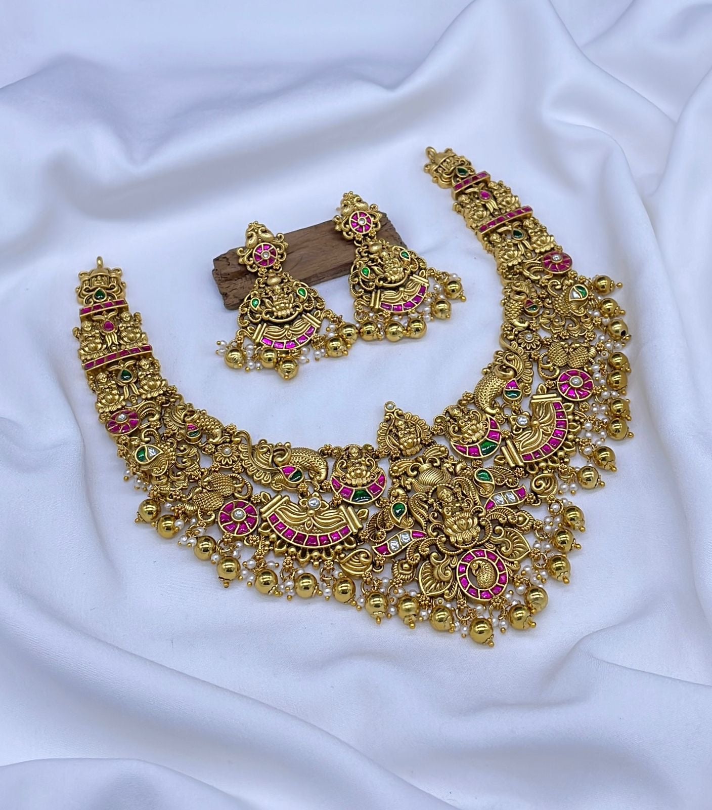 Nakshi work with Kundan Stones Bridal Necklace