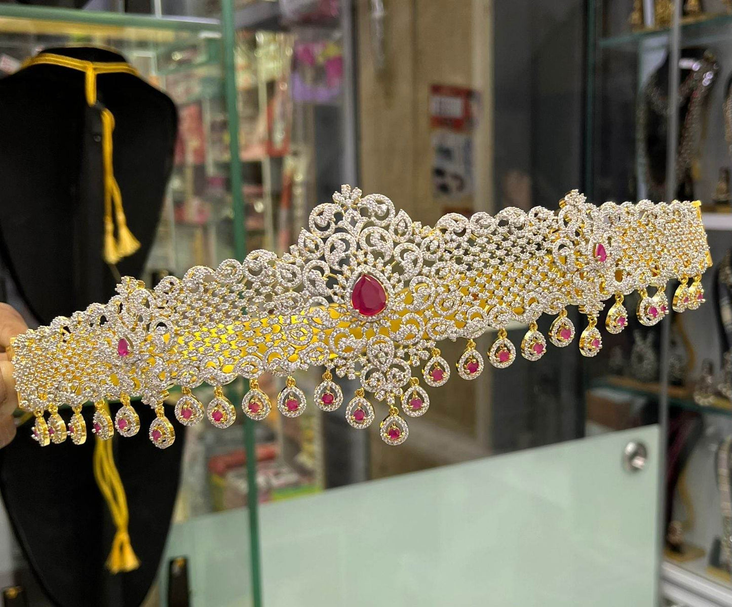 American Diamond Stones Bridal Hip Belt - Nakshatra Jewels