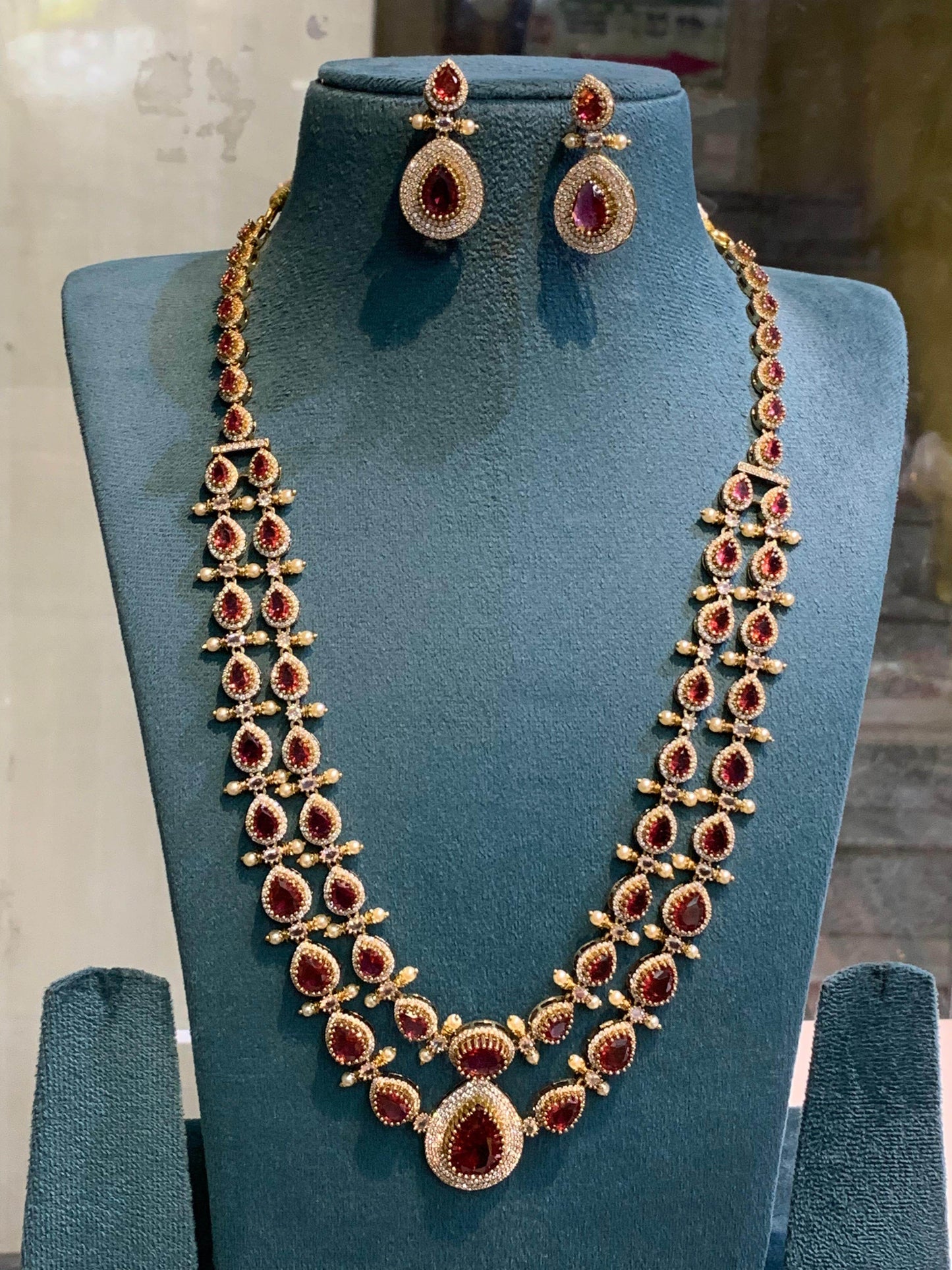 Victorian Polish with AD Stones Haram - Nakshatra Jewels
