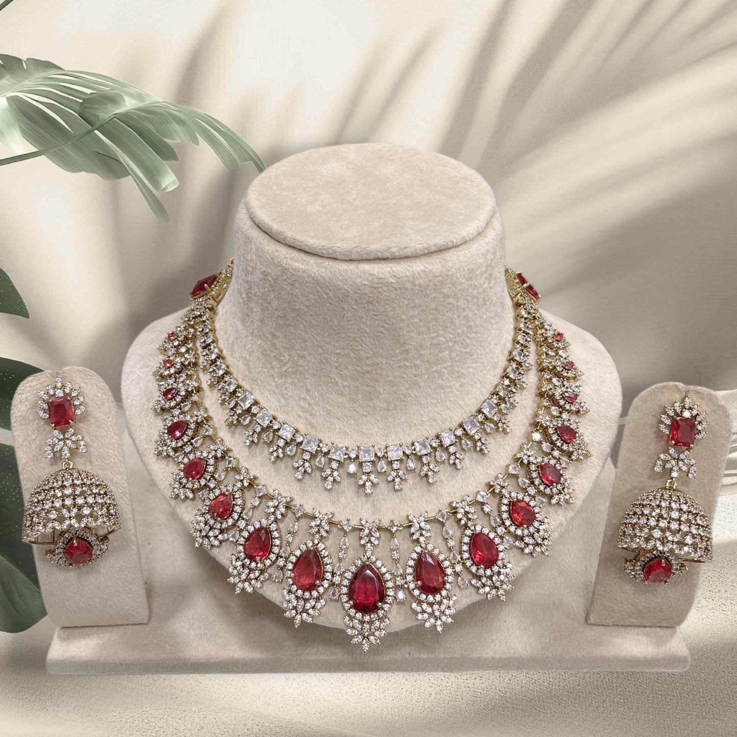 AD with Doublet Stone Layer Necklace - Nakshatra Jewels