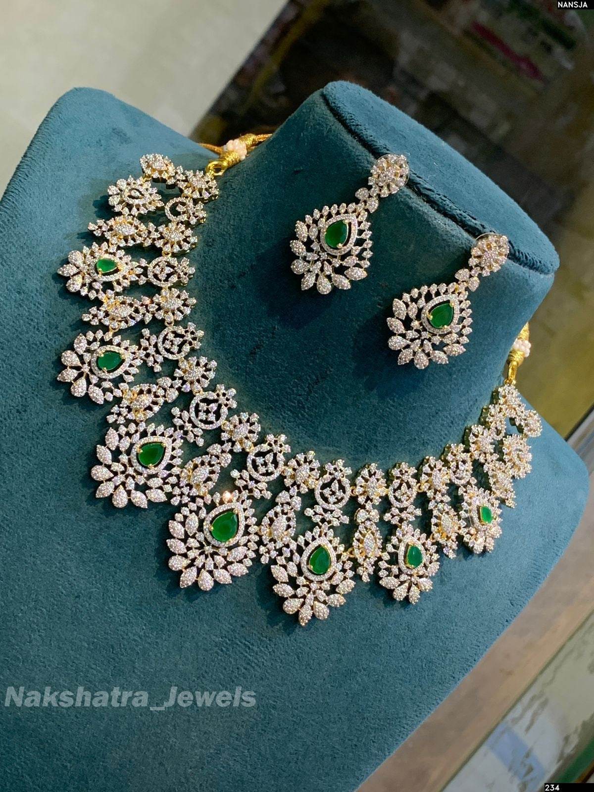 American Diamond Stones Bridal Necklace - Nakshatra Jewels