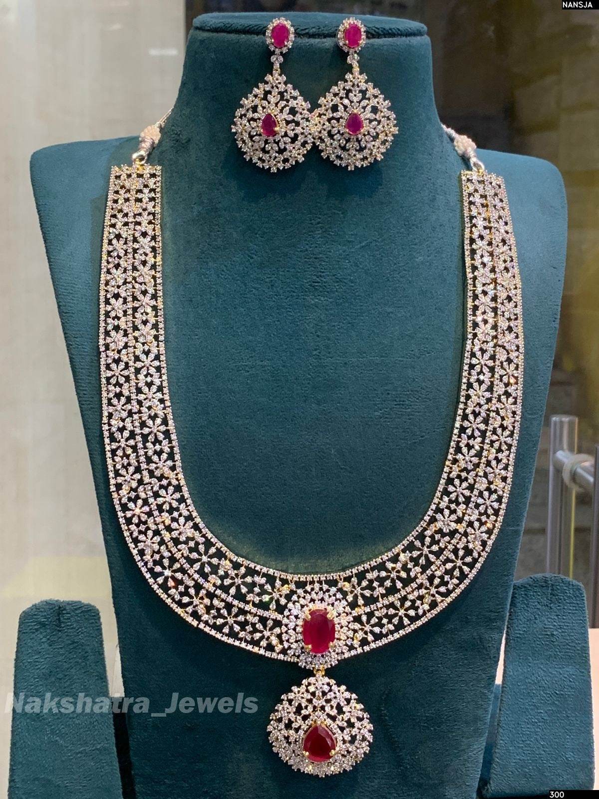 American Diamond Stones Bridal Haram - Nakshatra Jewels