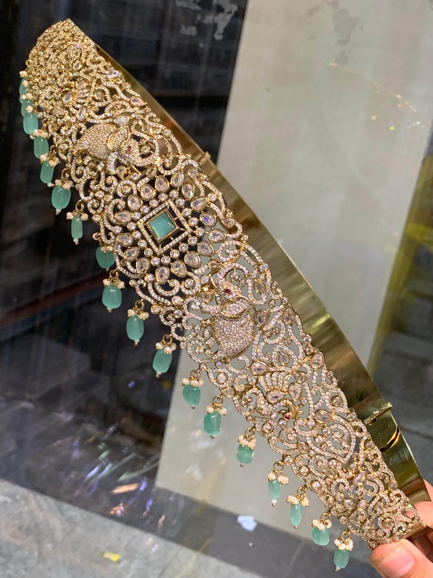 Victorian Polish AD Stones Bridal Hip Belt - Nakshatra Jewels