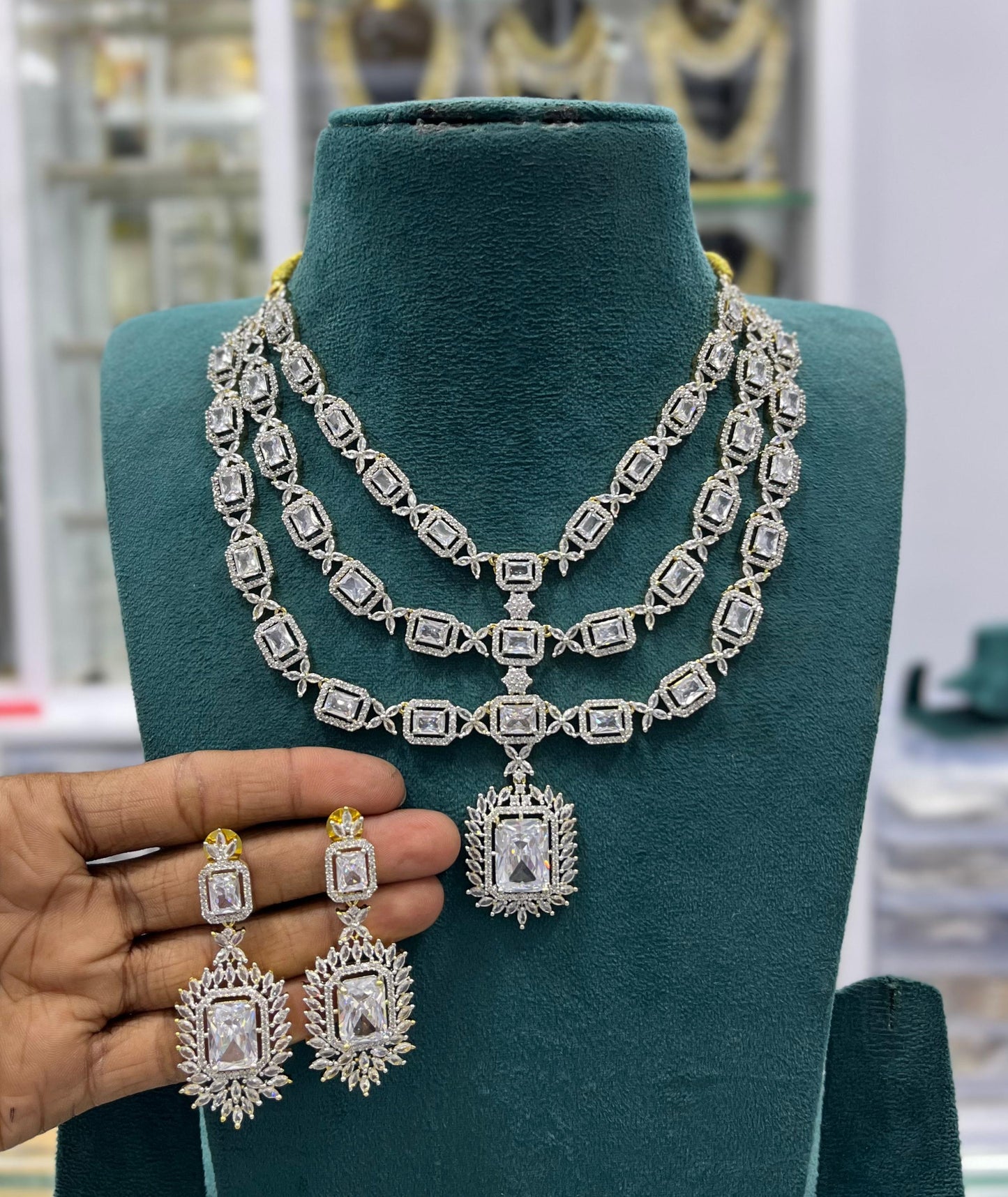 American Diamond Stones Layer Necklace