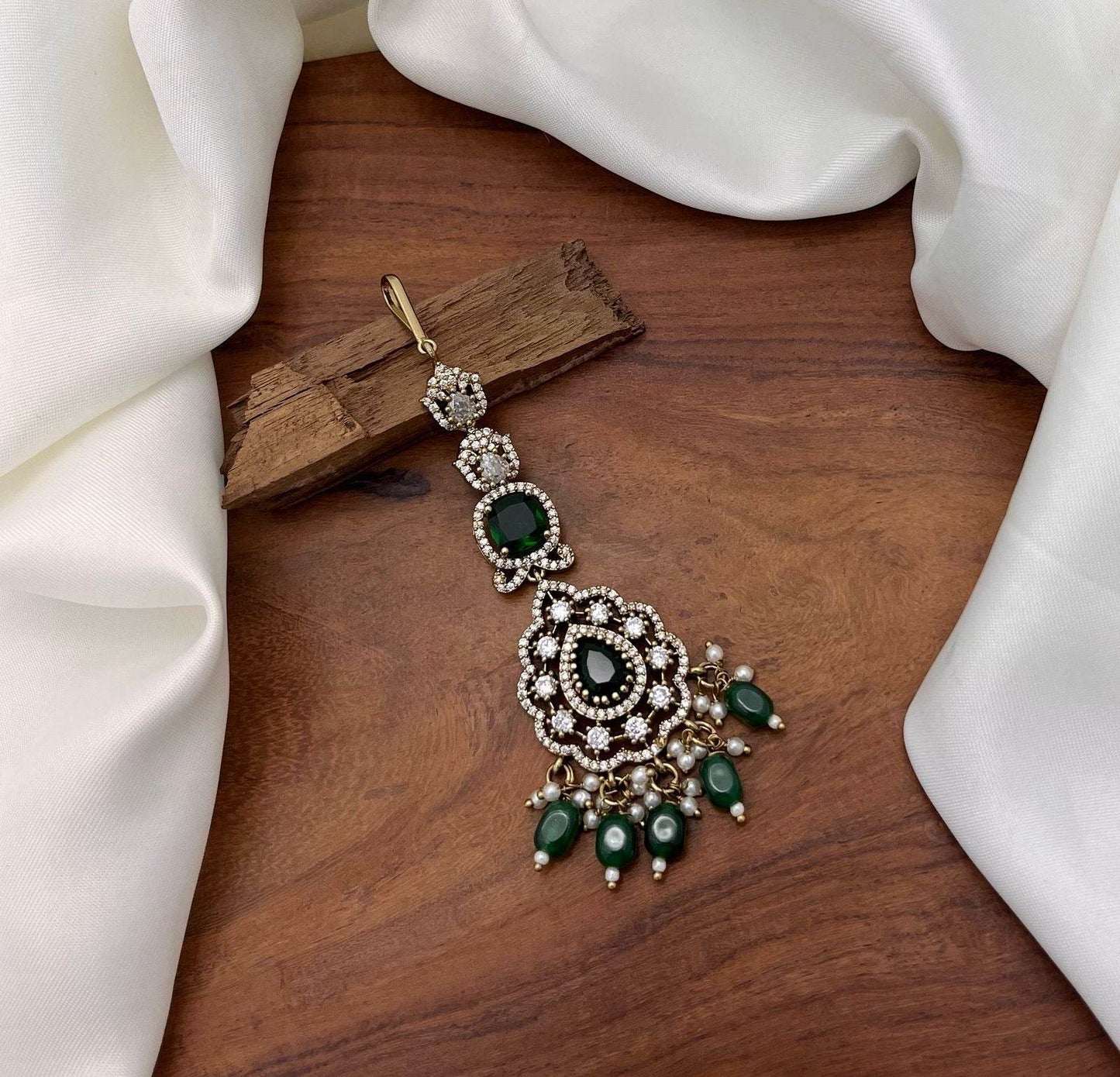 Victorian Polish AD Stones Tikka - Nakshatra Jewels