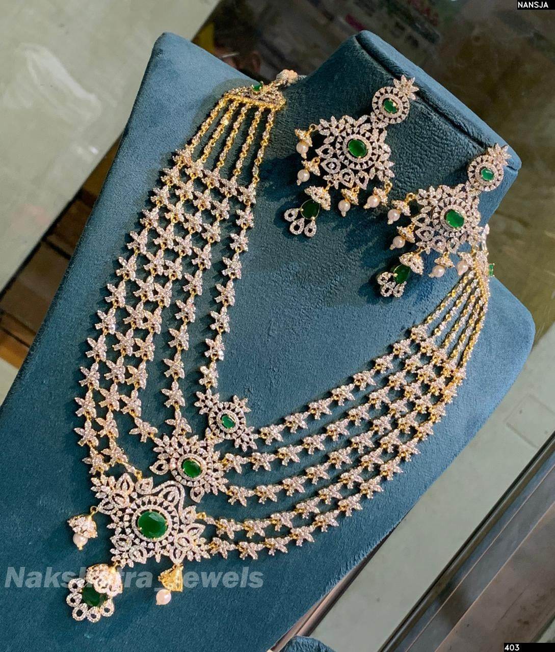 American Diamond Stones Bridal Layer Haram - Nakshatra Jewels