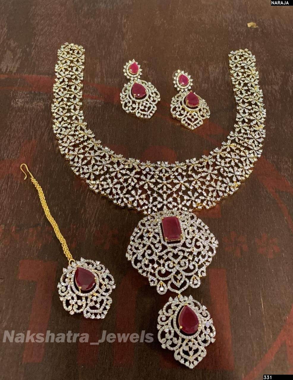 American Diamond Stones Bridal Haram - Nakshatra Jewels