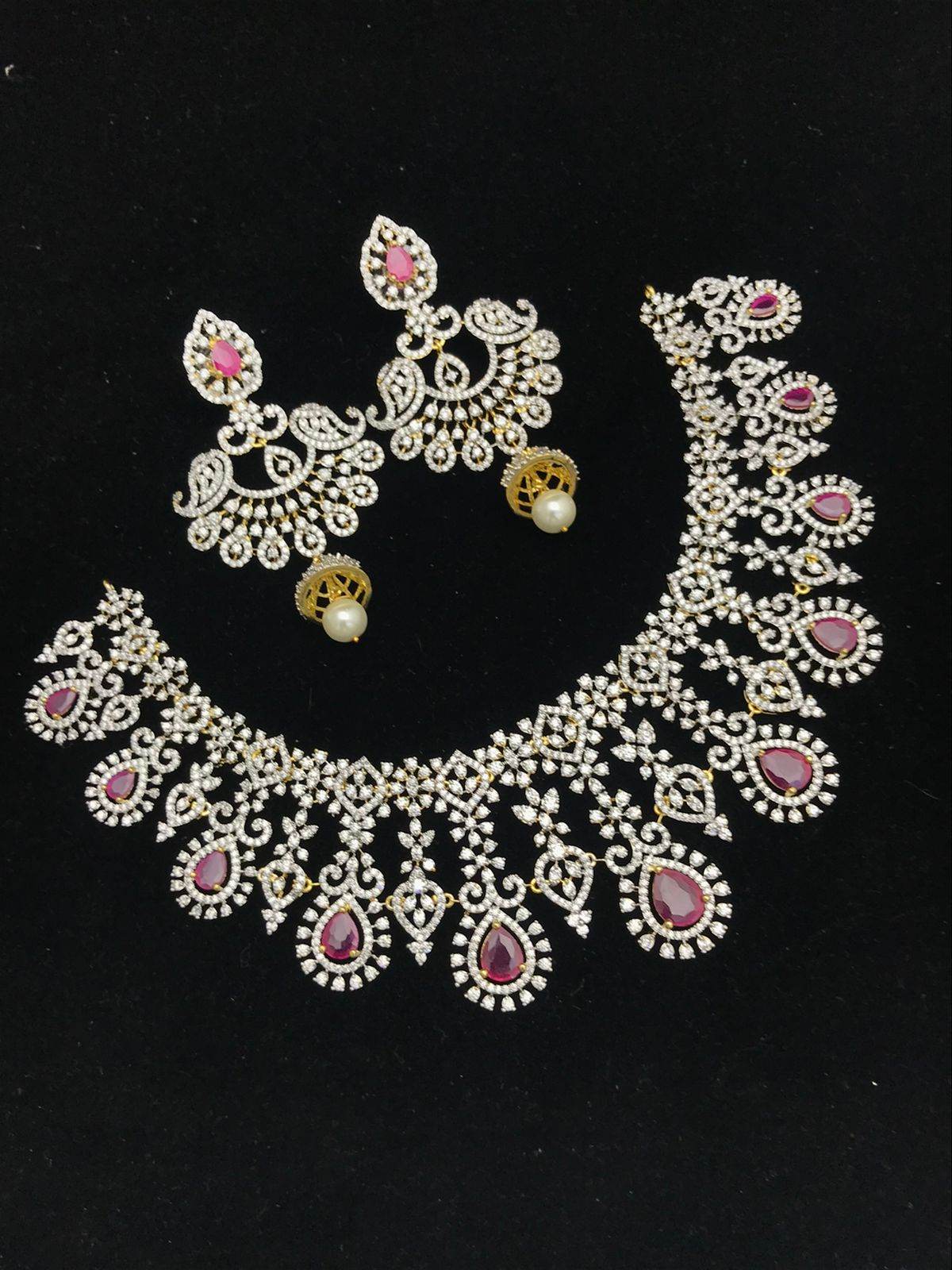 American Diamond Stone Bridal Necklace - Nakshatra Jewels