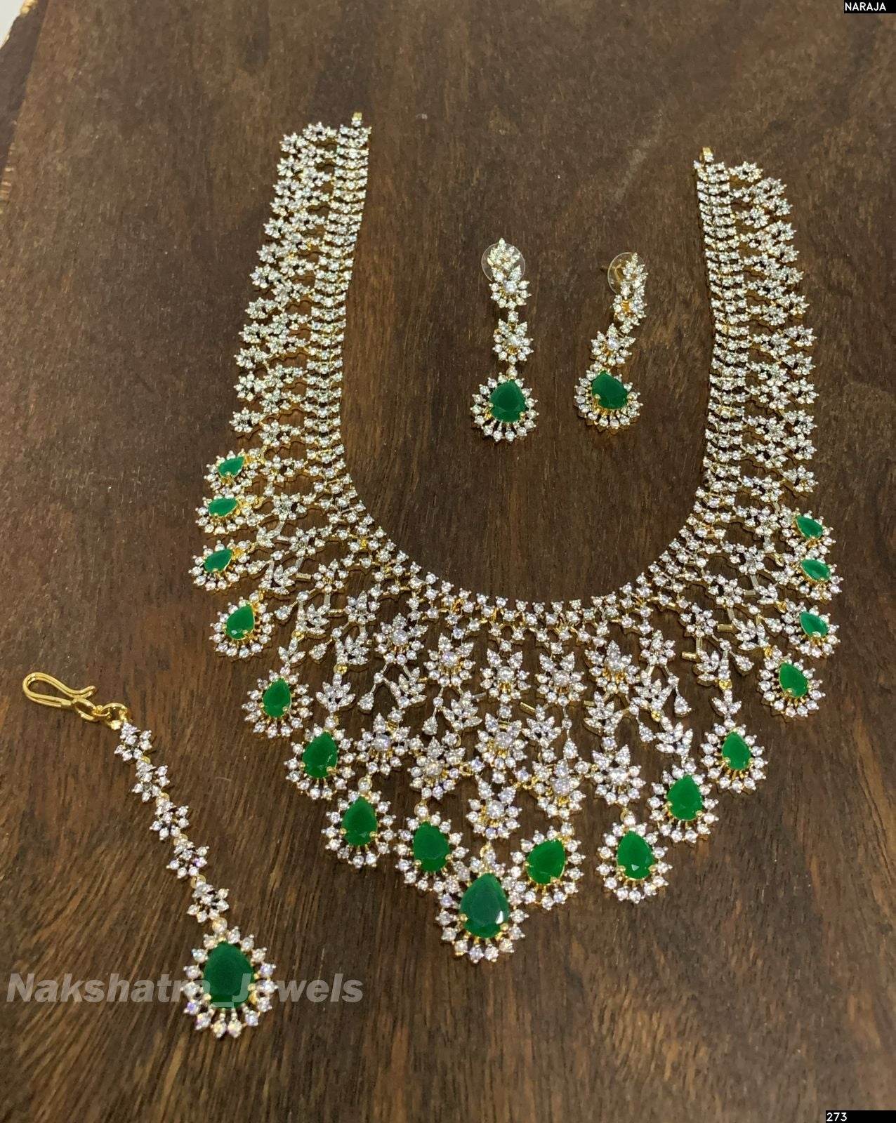 American Diamond Stones Bridal Haram - Nakshatra Jewels