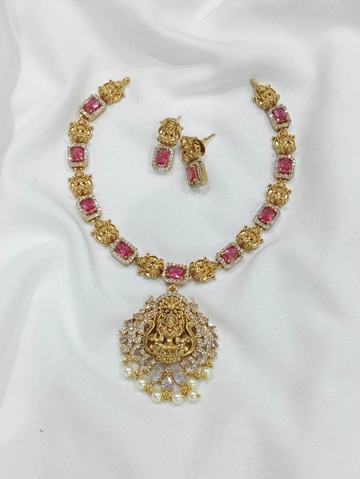 Premium Matt with AD Stones Necklace - Nakshatra Jewels