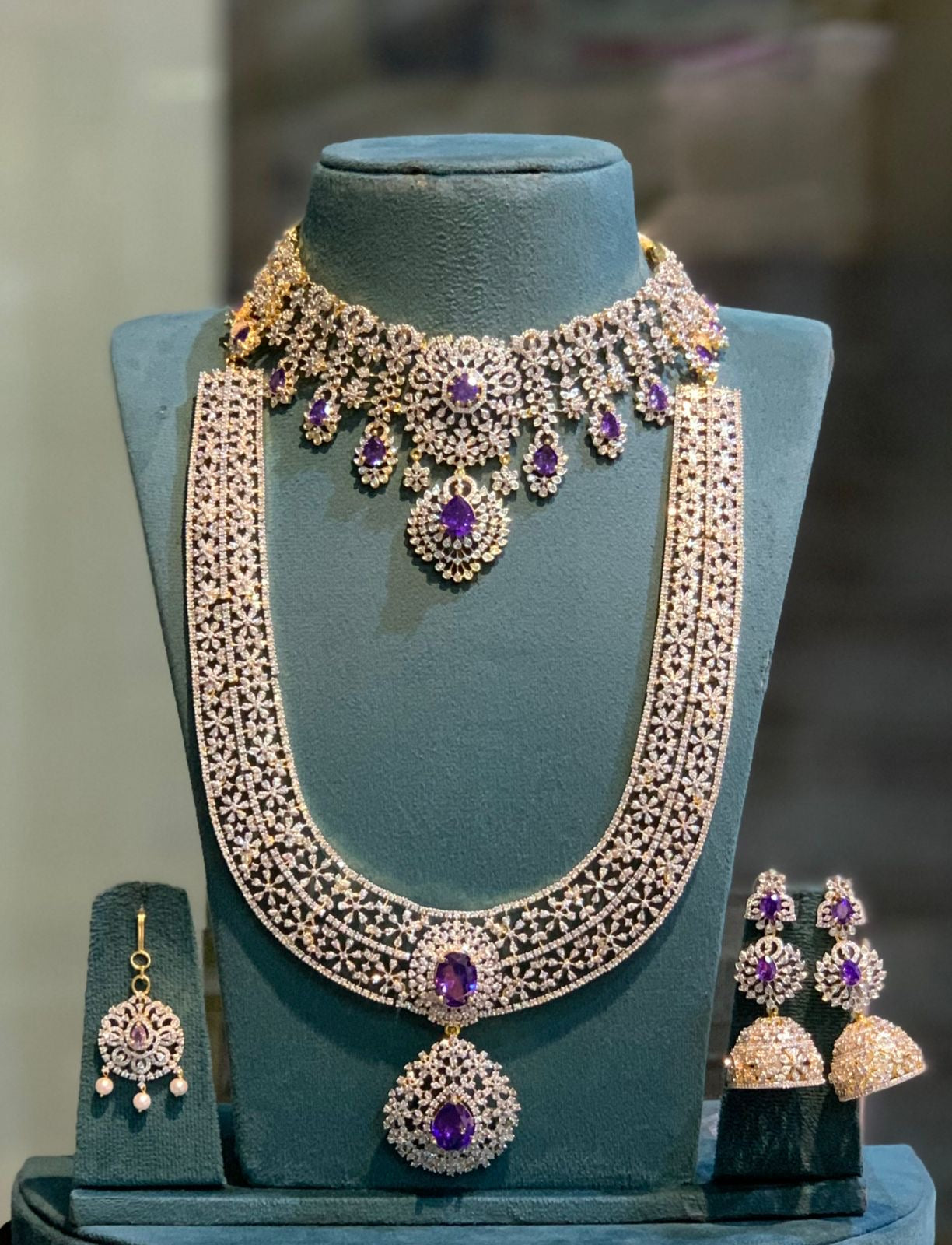 American Diamond Stones Bridal Combo Set