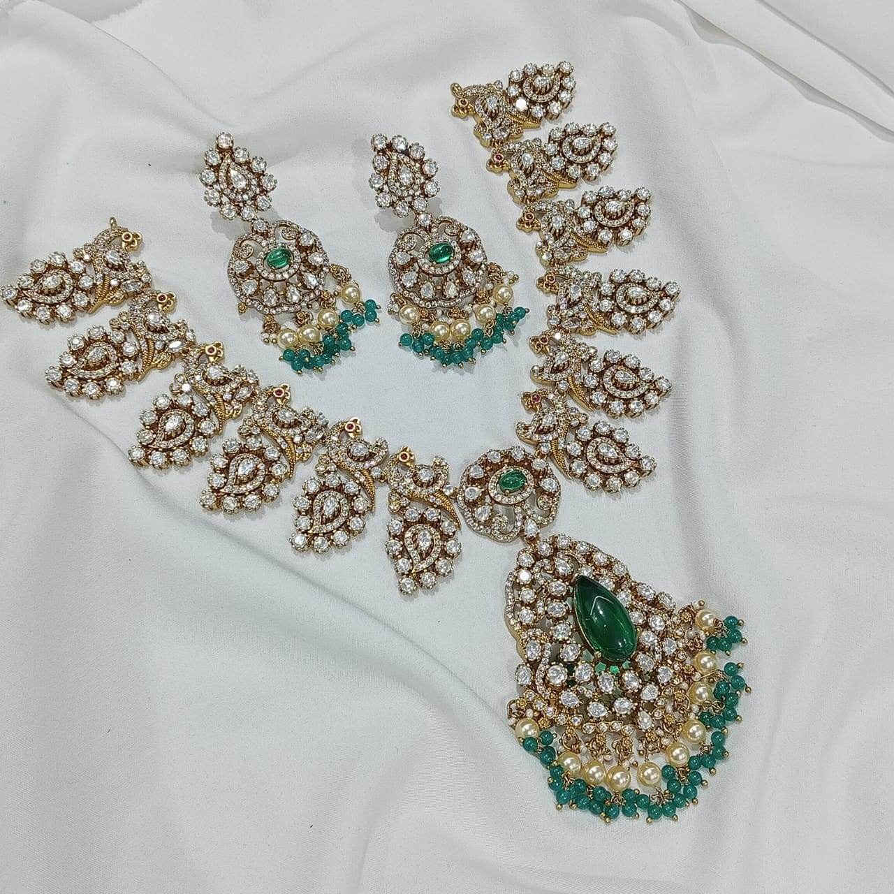Moissanite & AD Stones Bridal Necklace - Nakshatra Jewels