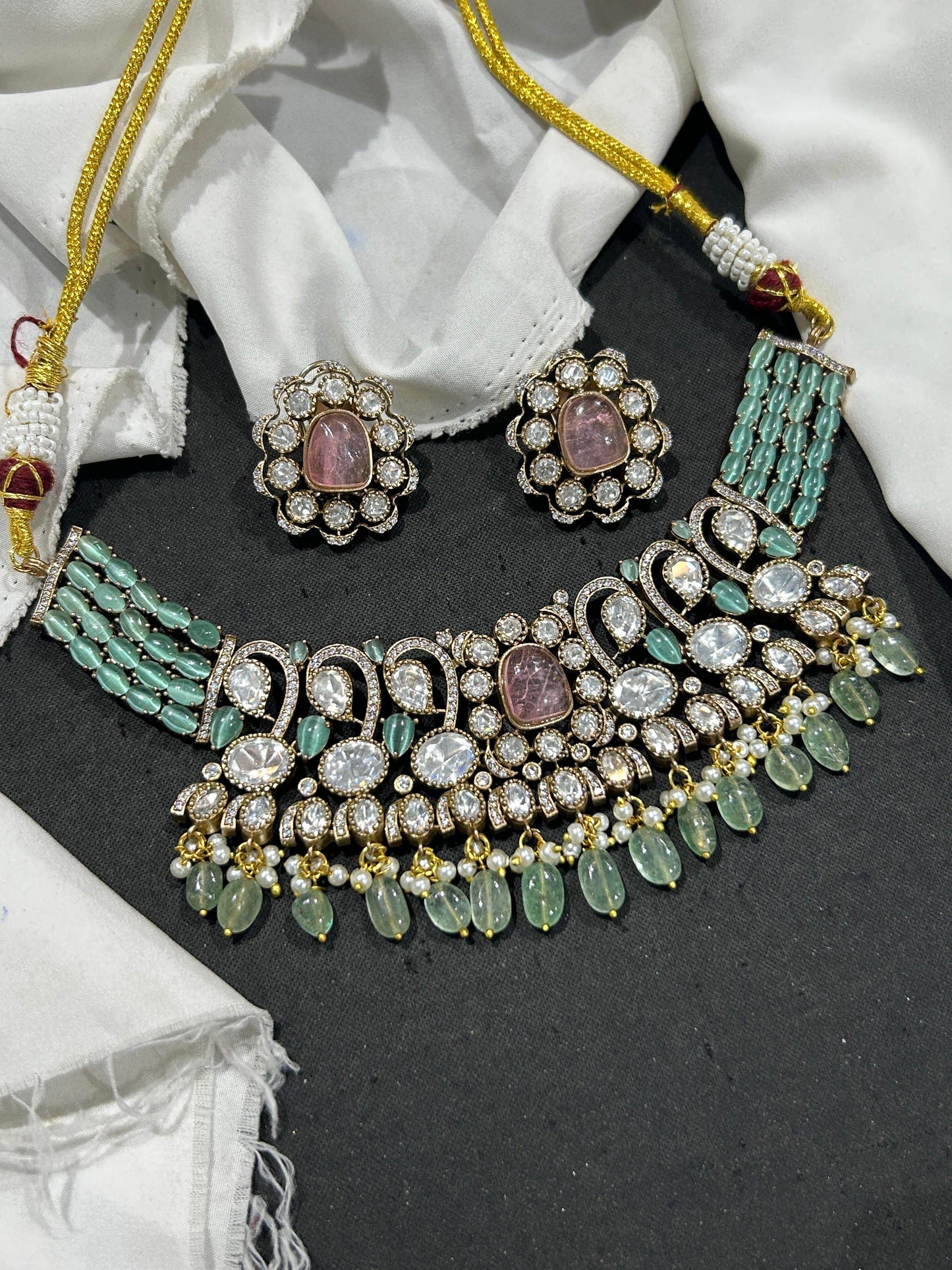 Moissanite Stones Bridal Necklace - Nakshatra Jewels