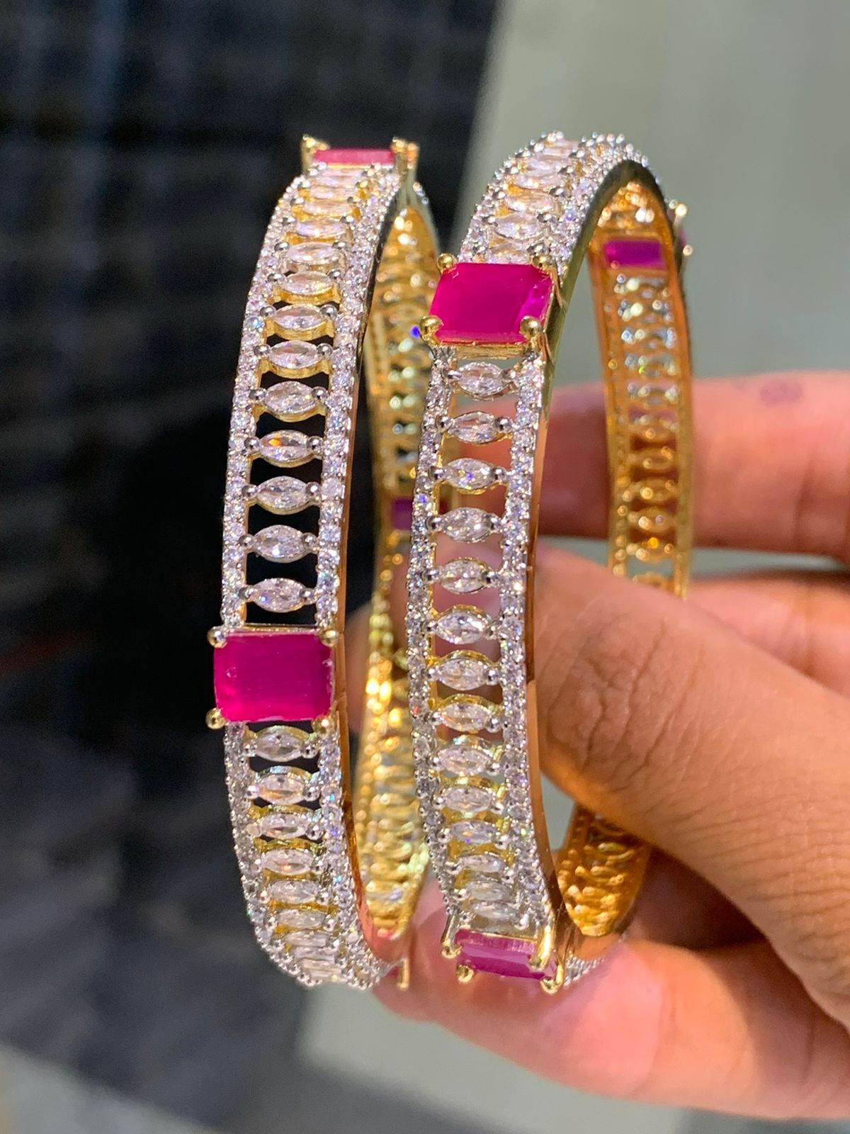 AD Stone Bangles - Nakshatra Jewels
