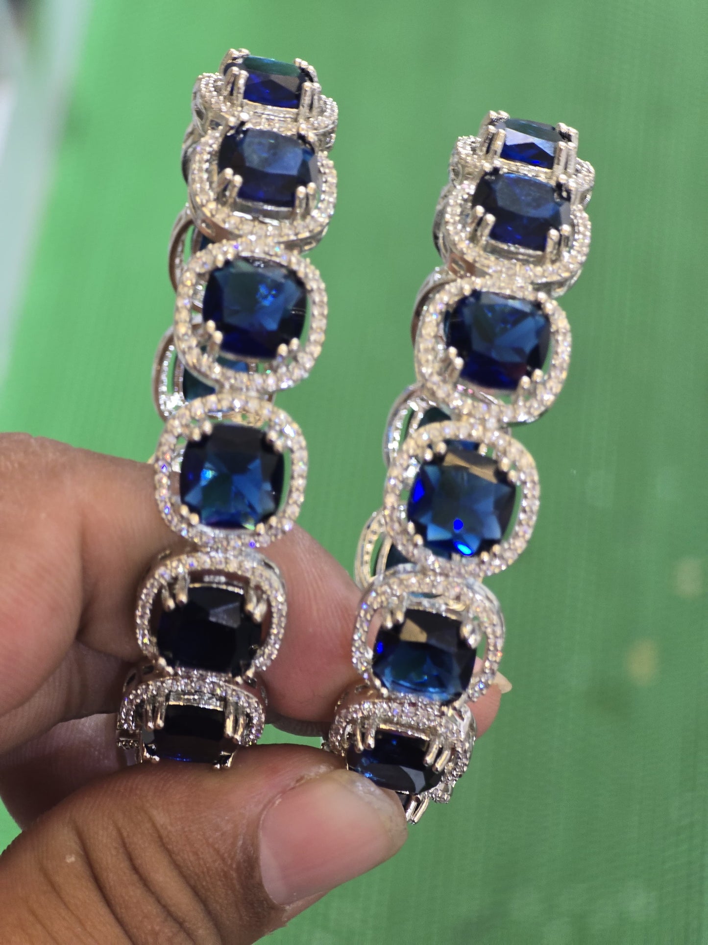 AD Stone Bangles (Silver polish)