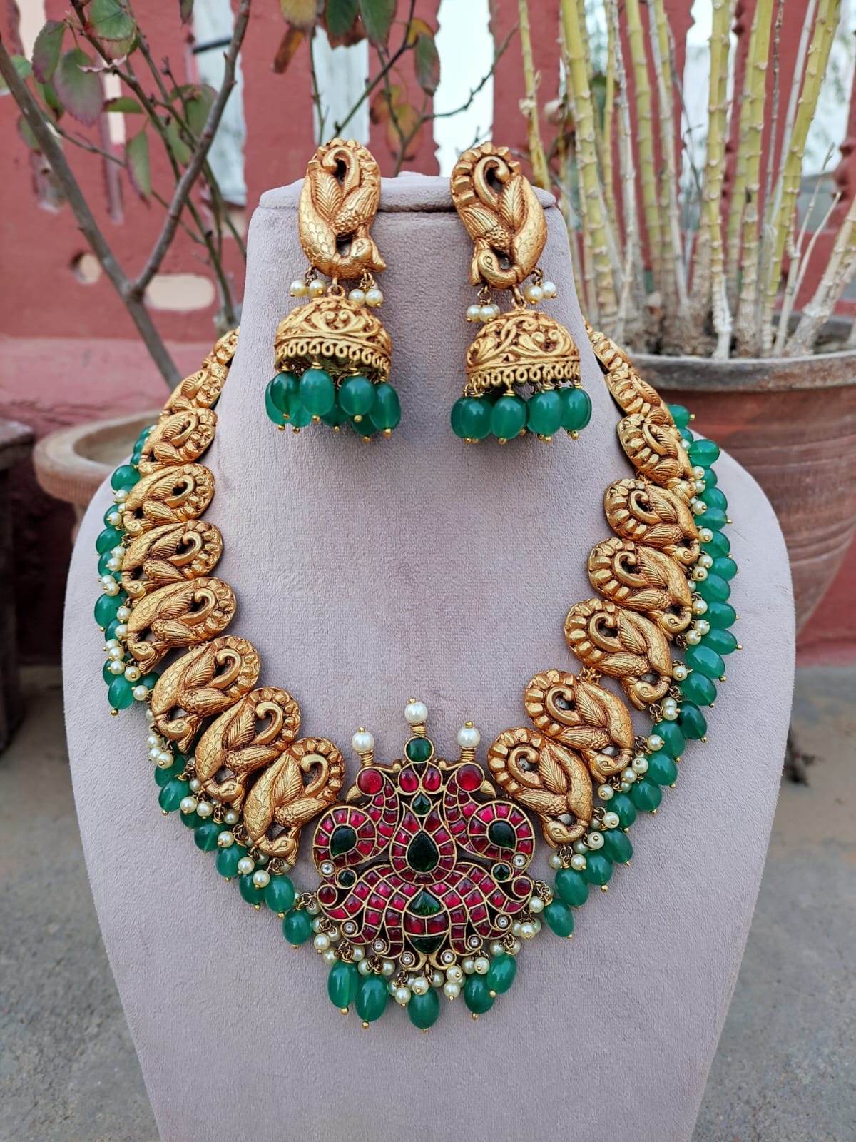 Nakshi Work with Jaadu Kundan Stones Bridal Necklace - Nakshatra Jewels