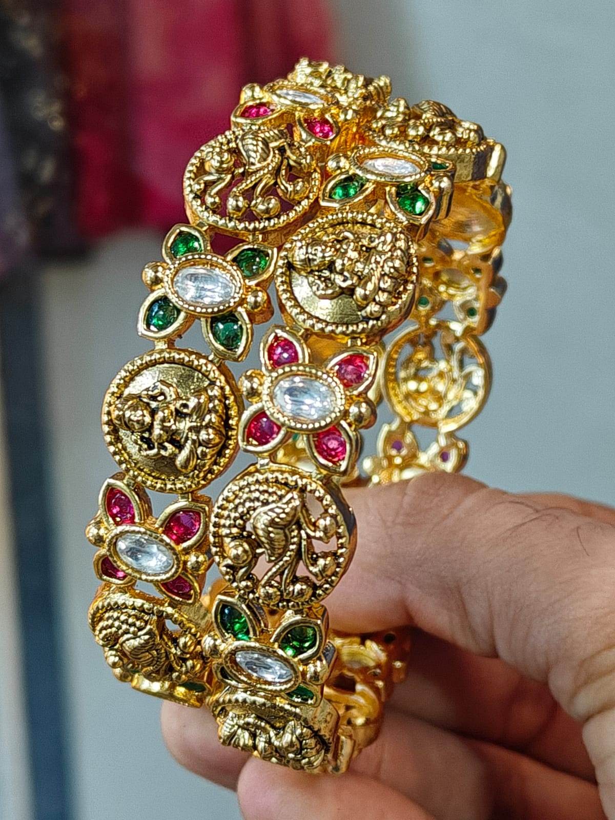 Premium Matt with AD & Kempu Stones Bangles - Nakshatra Jewels