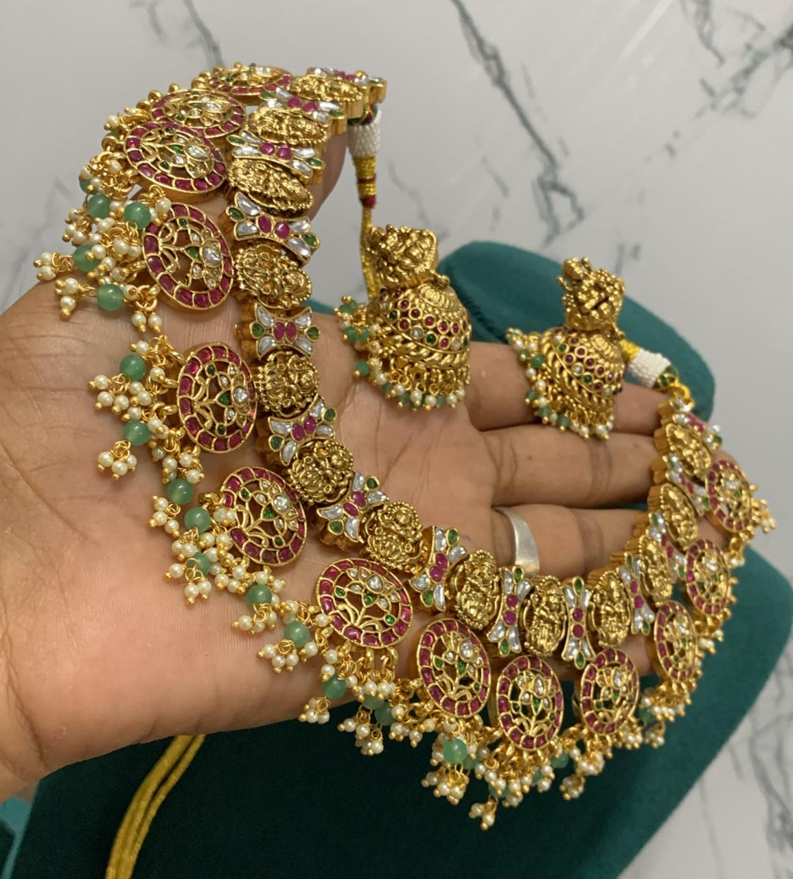 Nakshi Work with Kundan Stones Bridal Necklace