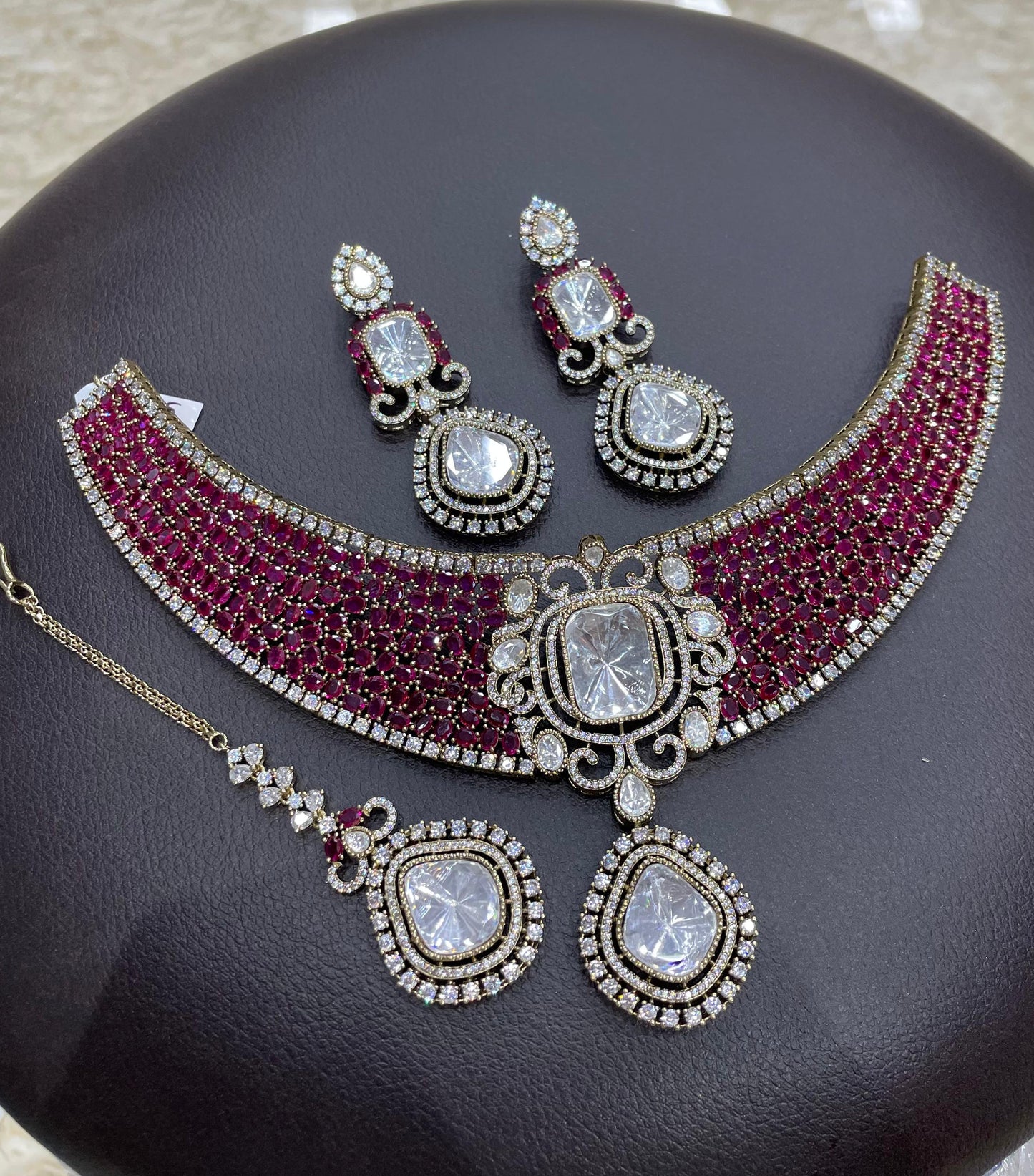 Victorian Polish AD and Mossianite Stones Bridal Choker