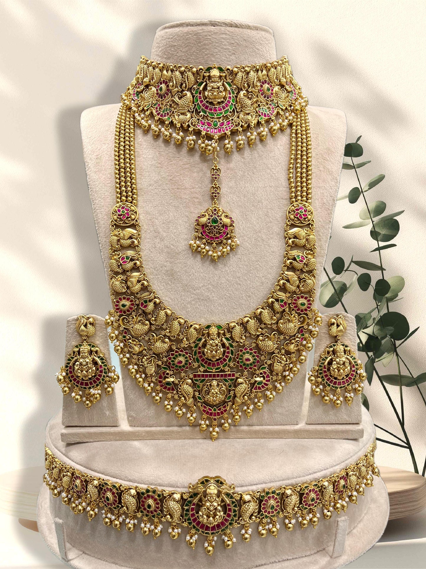 Nakshi Work with Jaadu Kundan Stones and Bridal Combo Set