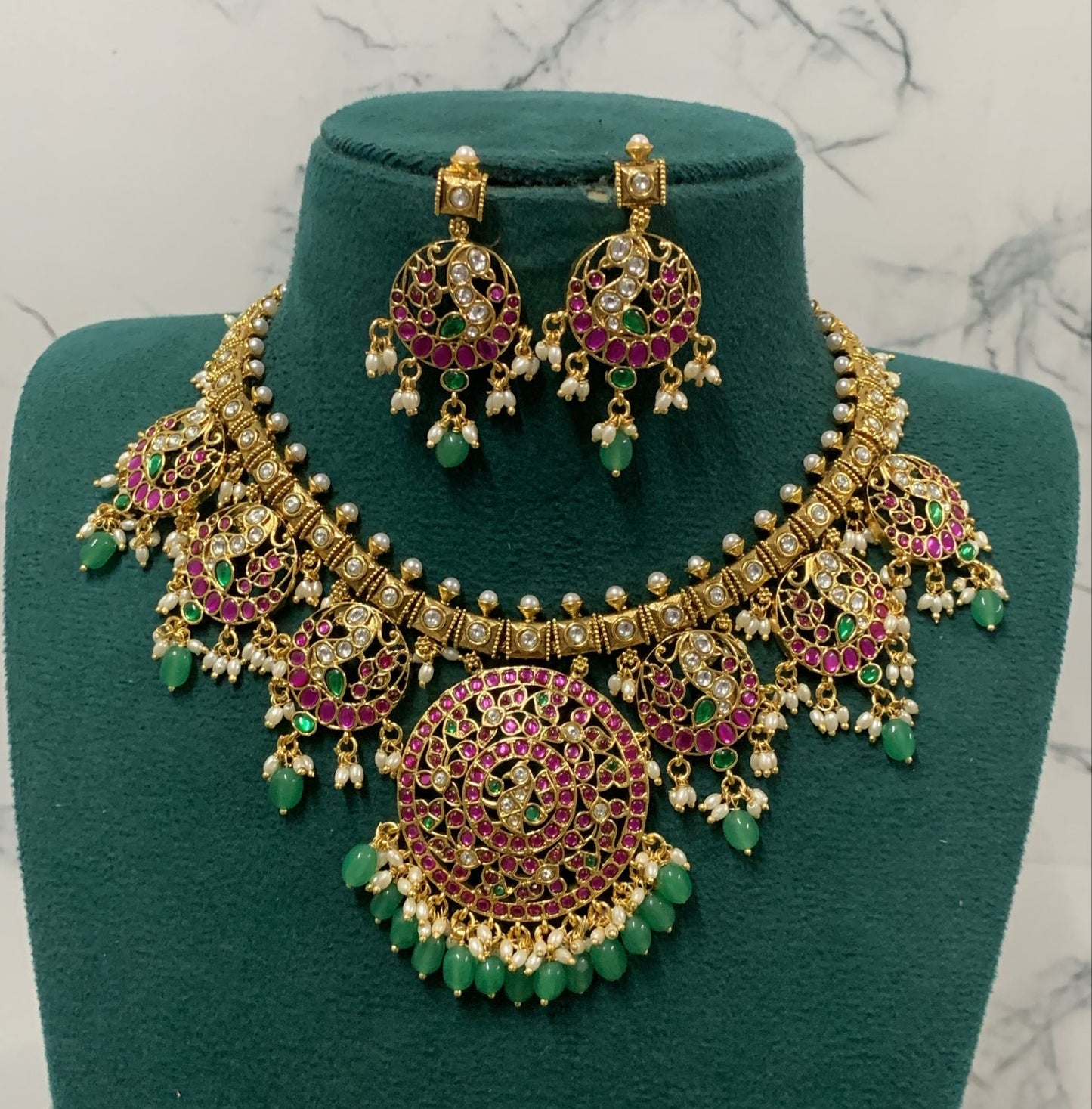 Nakshi Work with Kundan & AD Stones Bridal Necklace