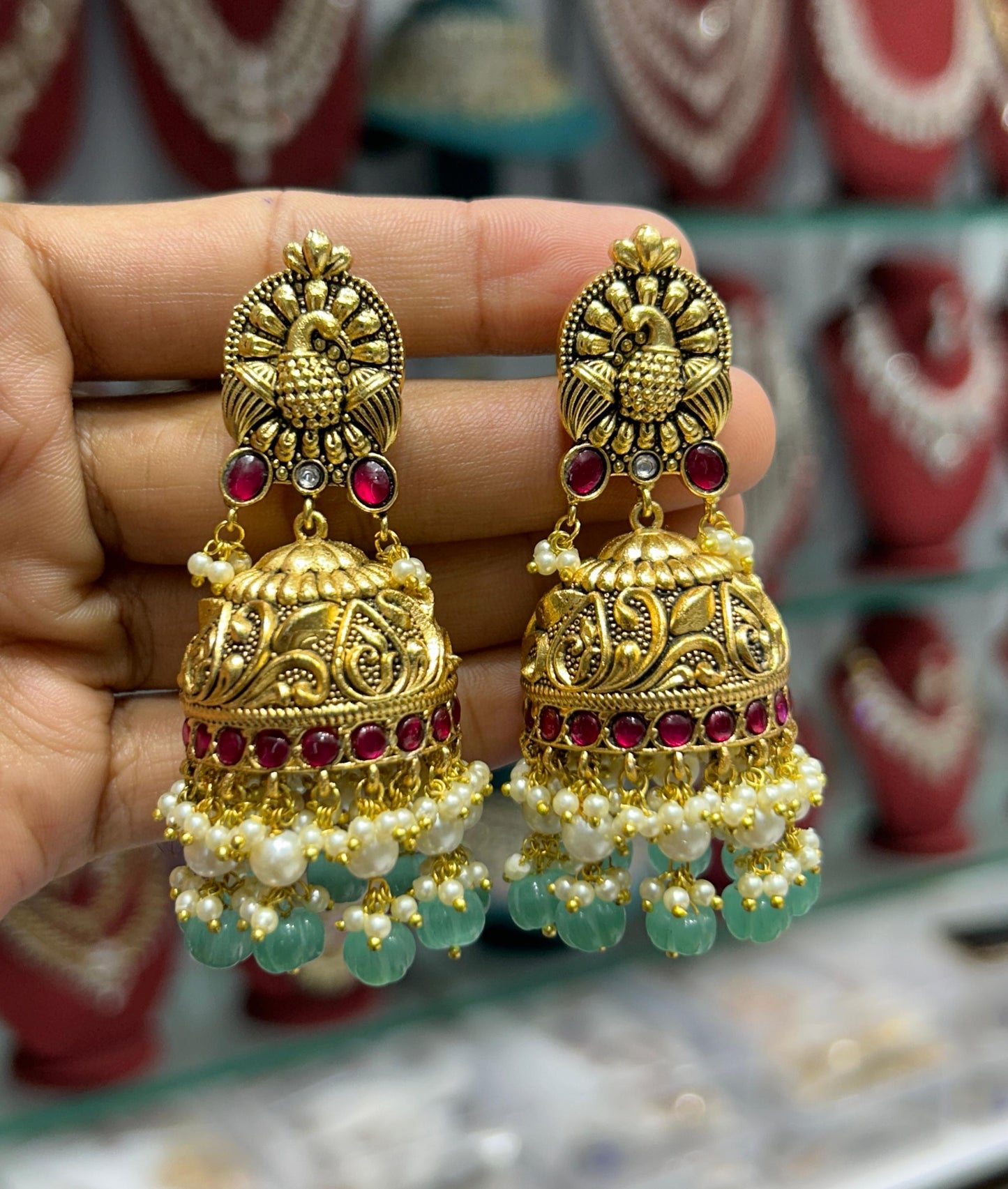 Jaadu Kundan Stones Bridal Earrings