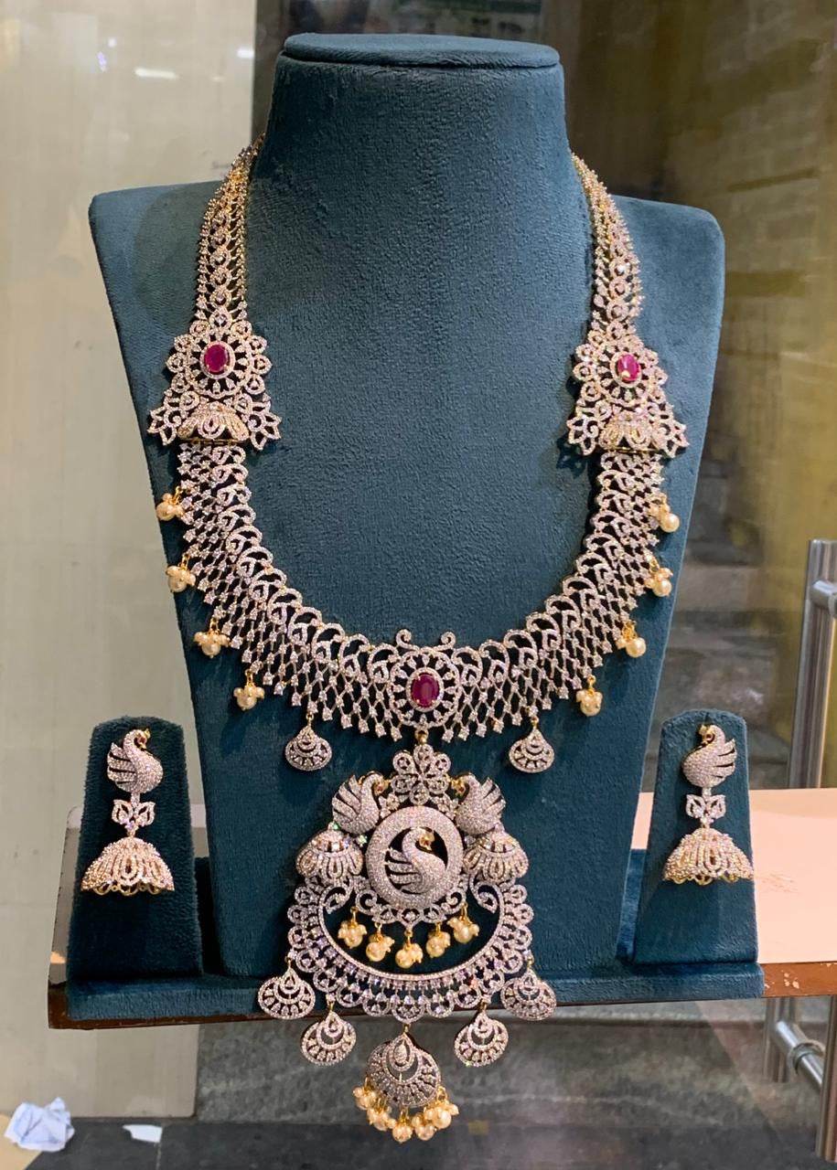 American Diamond Stones Bridal Haram - Nakshatra Jewels