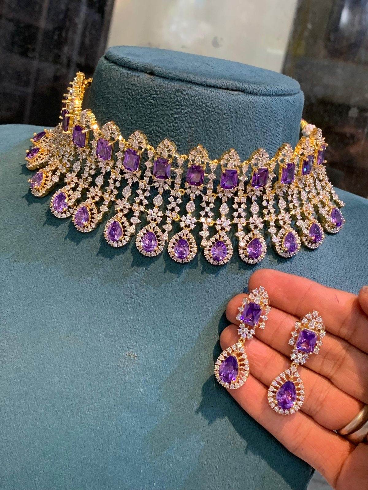 American Diamond Stone Bridal Choker - Nakshatra Jewels