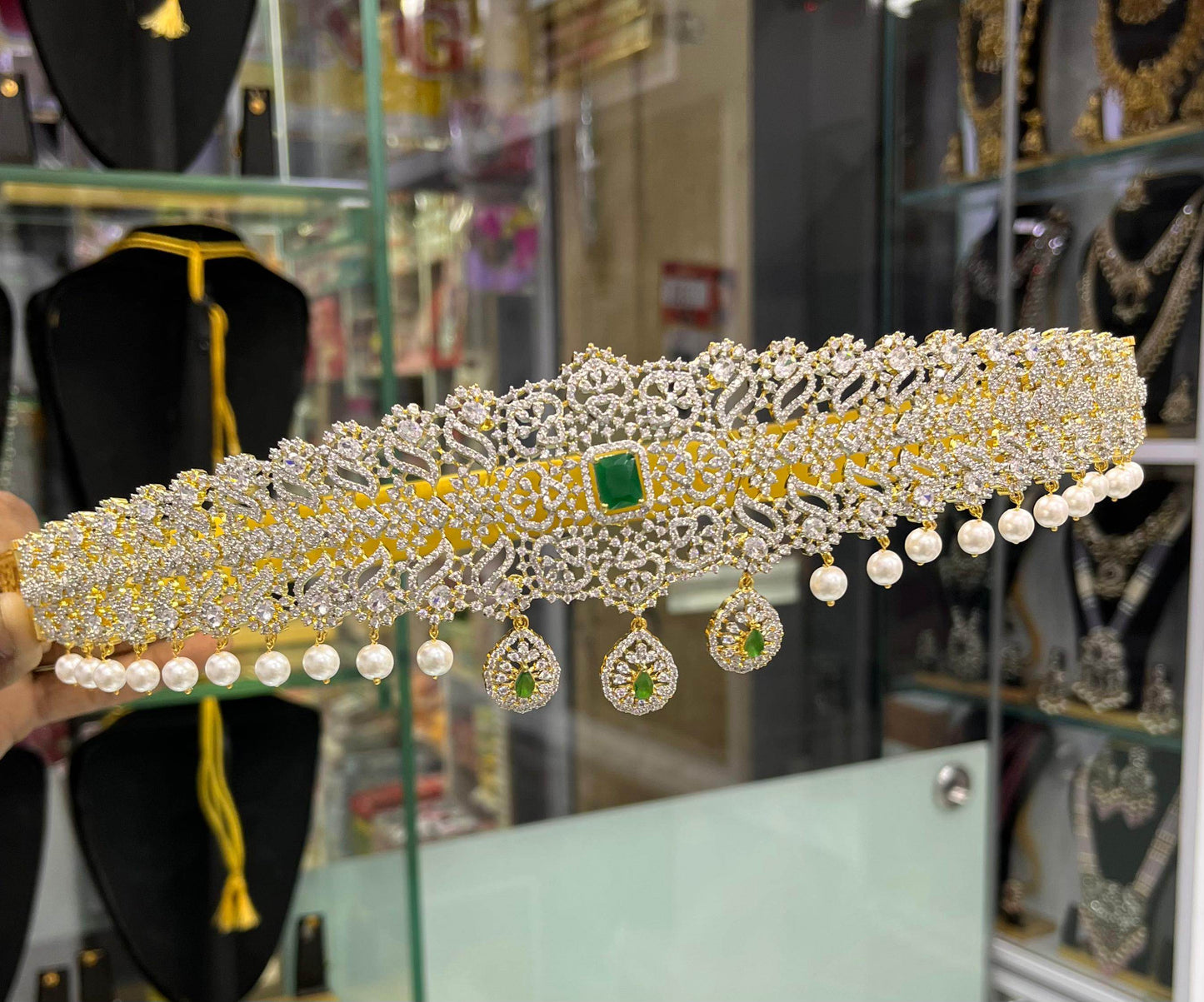 American Diamond Stones Bridal Hip Belt - Nakshatra Jewels