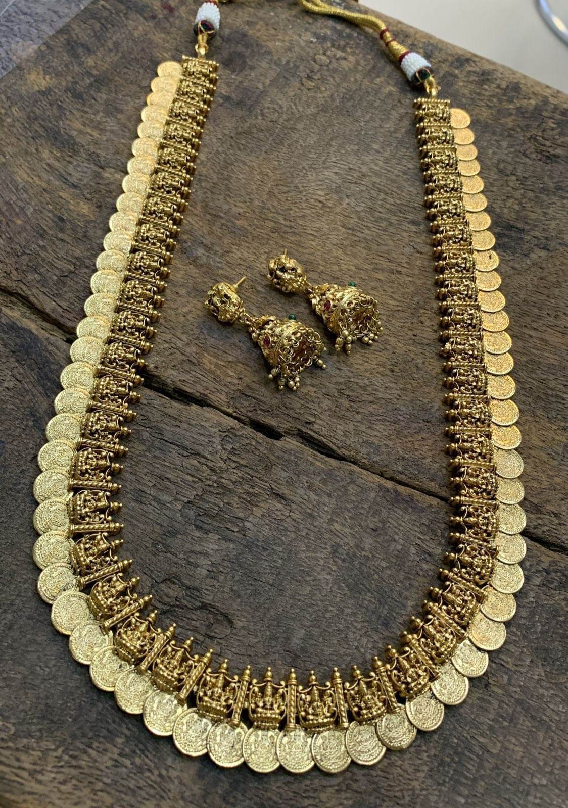 Nakshi Work with Kempu stones Bridal kasu Haram - Nakshatra Jewels