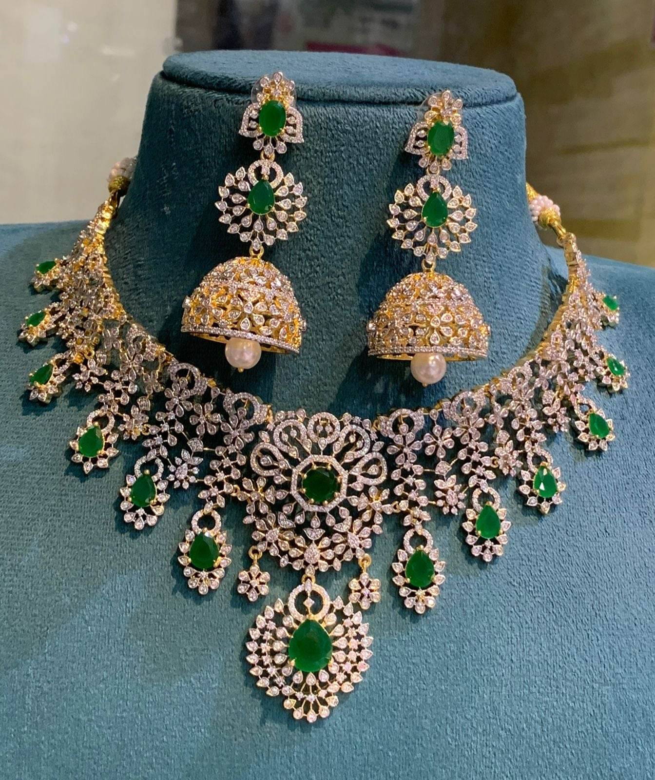 American Diamond Stones Bridal Neck Set - Nakshatra Jewels