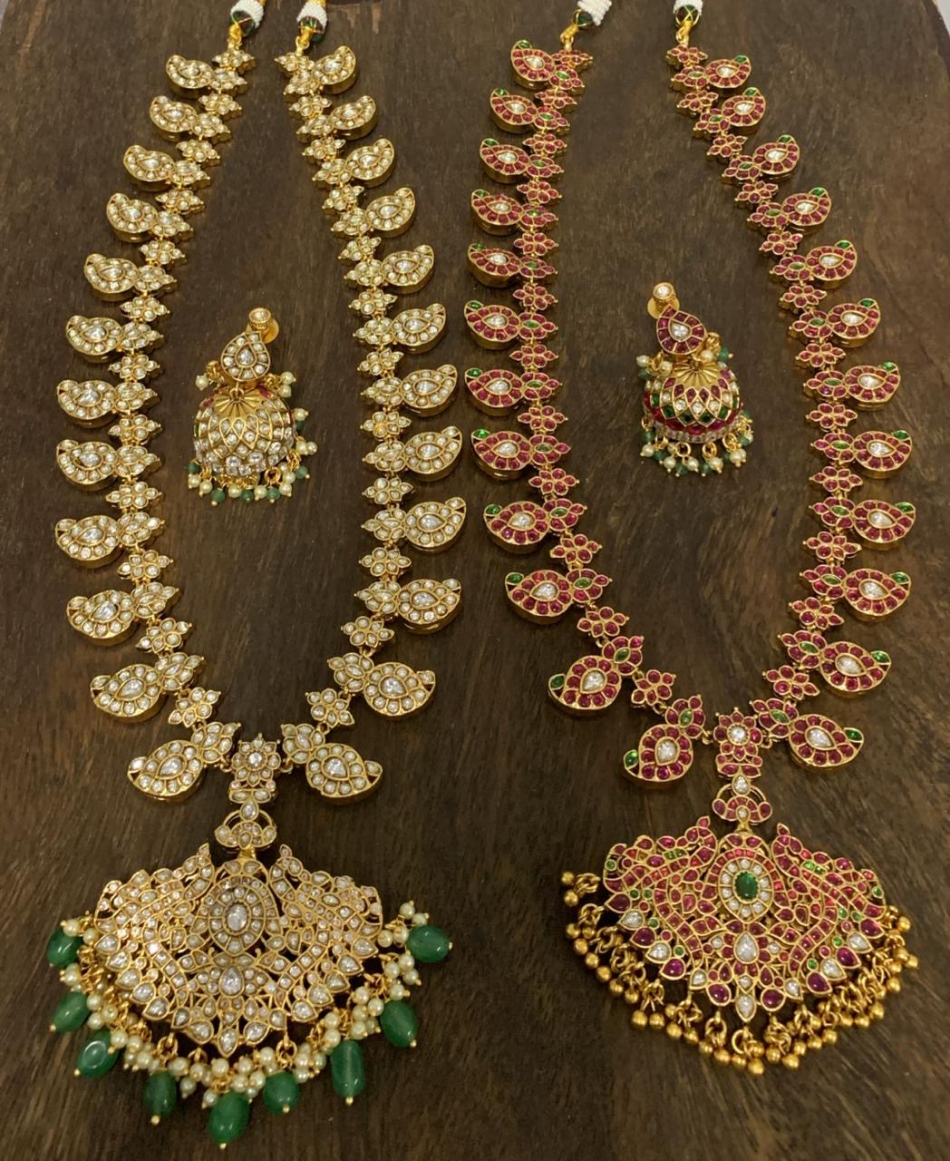Nagasi Work with Kempu Stones Two Sided Haram