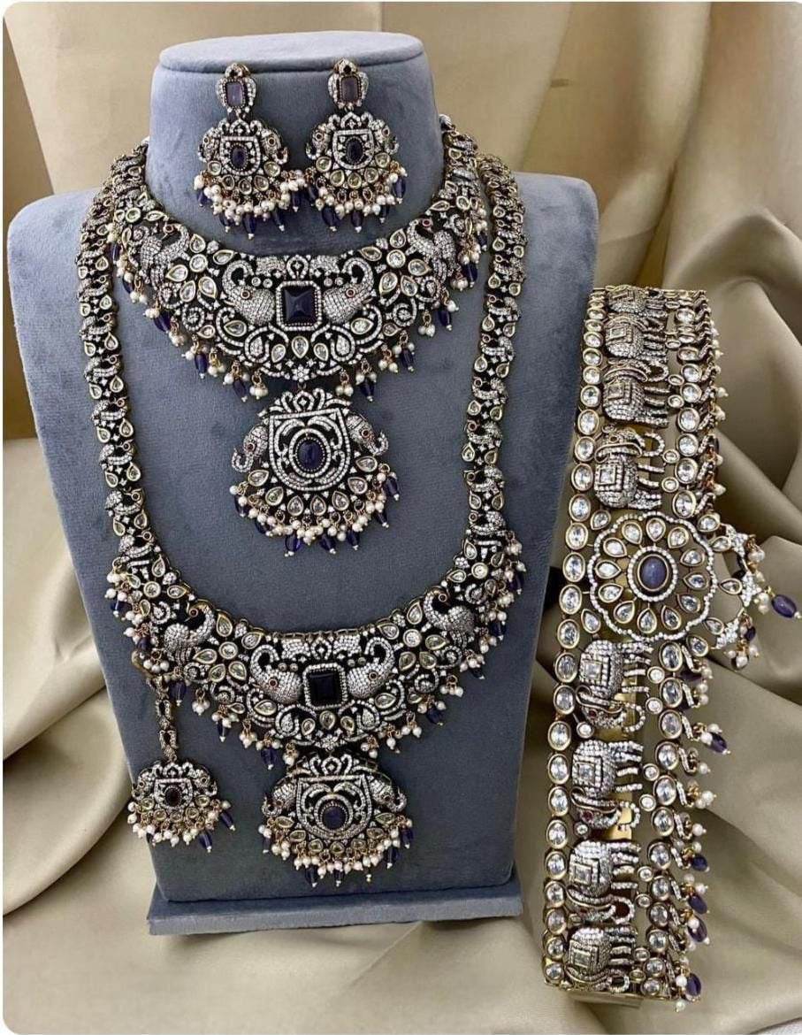 Victorian Polish AD Stones Bridal Set - Nakshatra Jewels