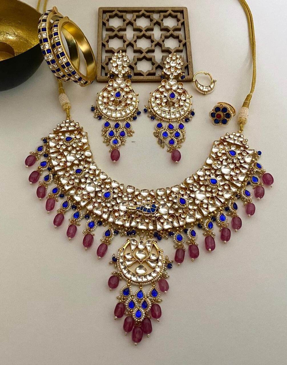 Pachi Kundan Stones Bridal Combo - Nakshatra Jewels