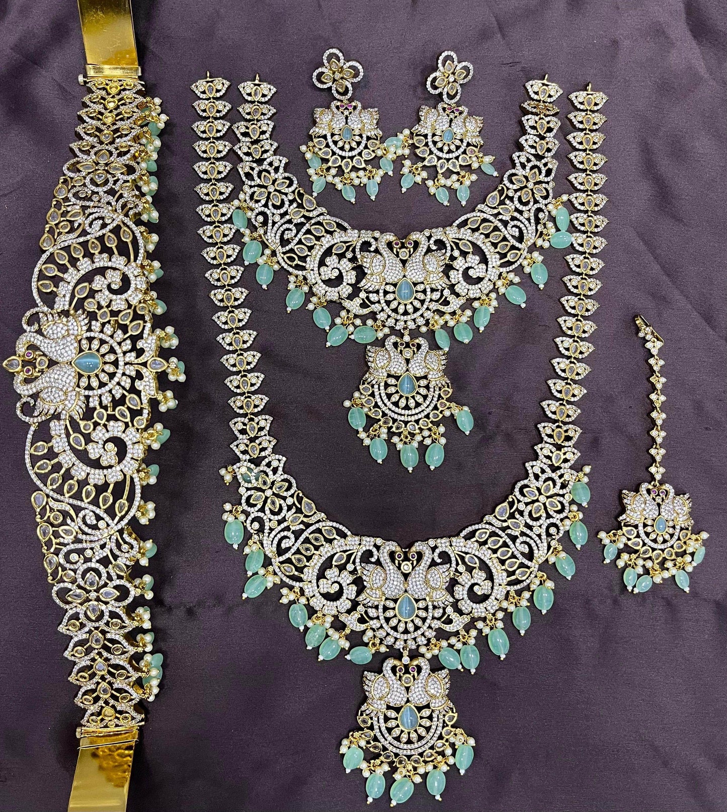 Victorian Polish AD Stones Bridal Set - Nakshatra Jewels