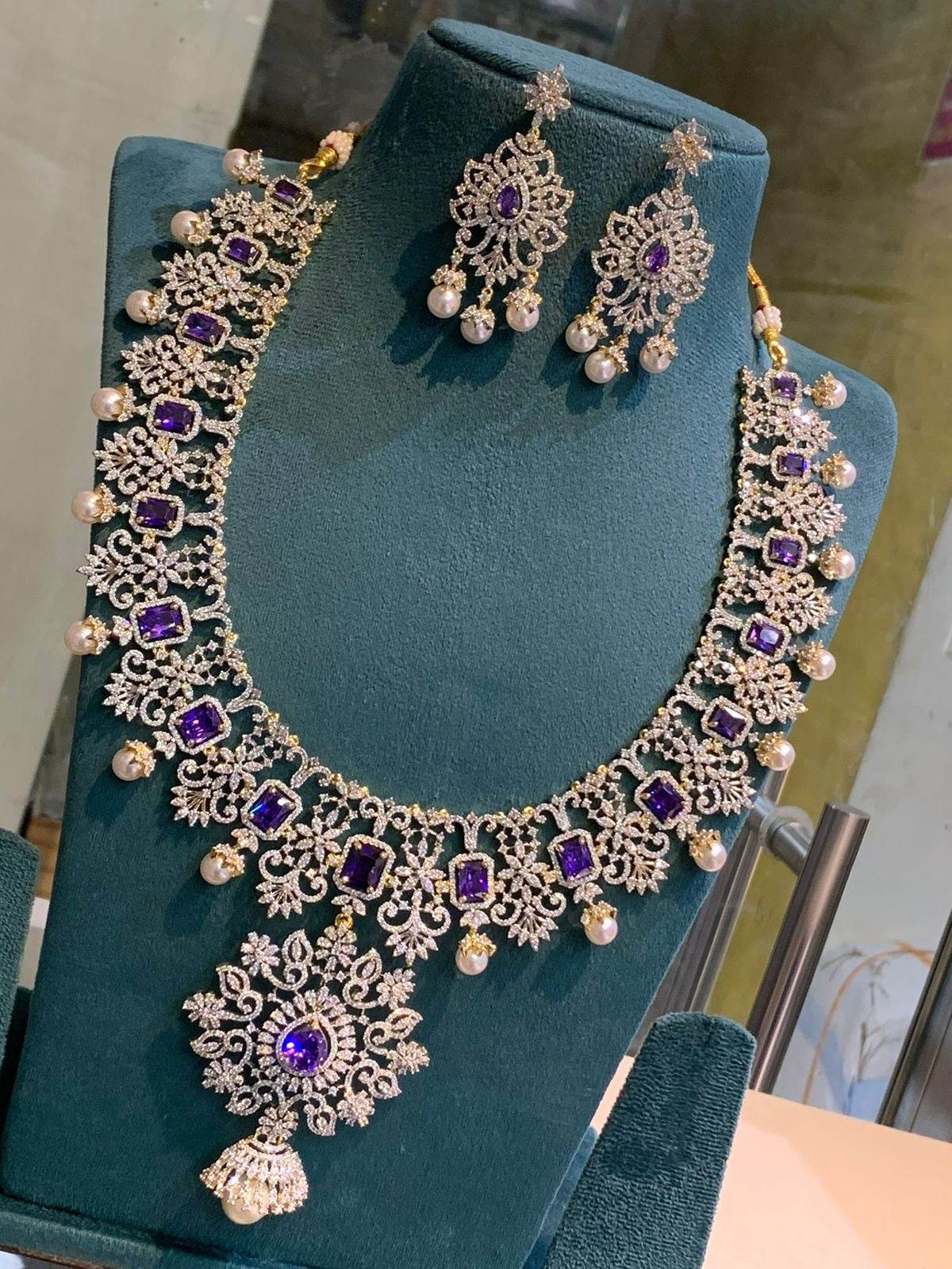 American Diamond Stones Bridal Haram - Nakshatra Jewels