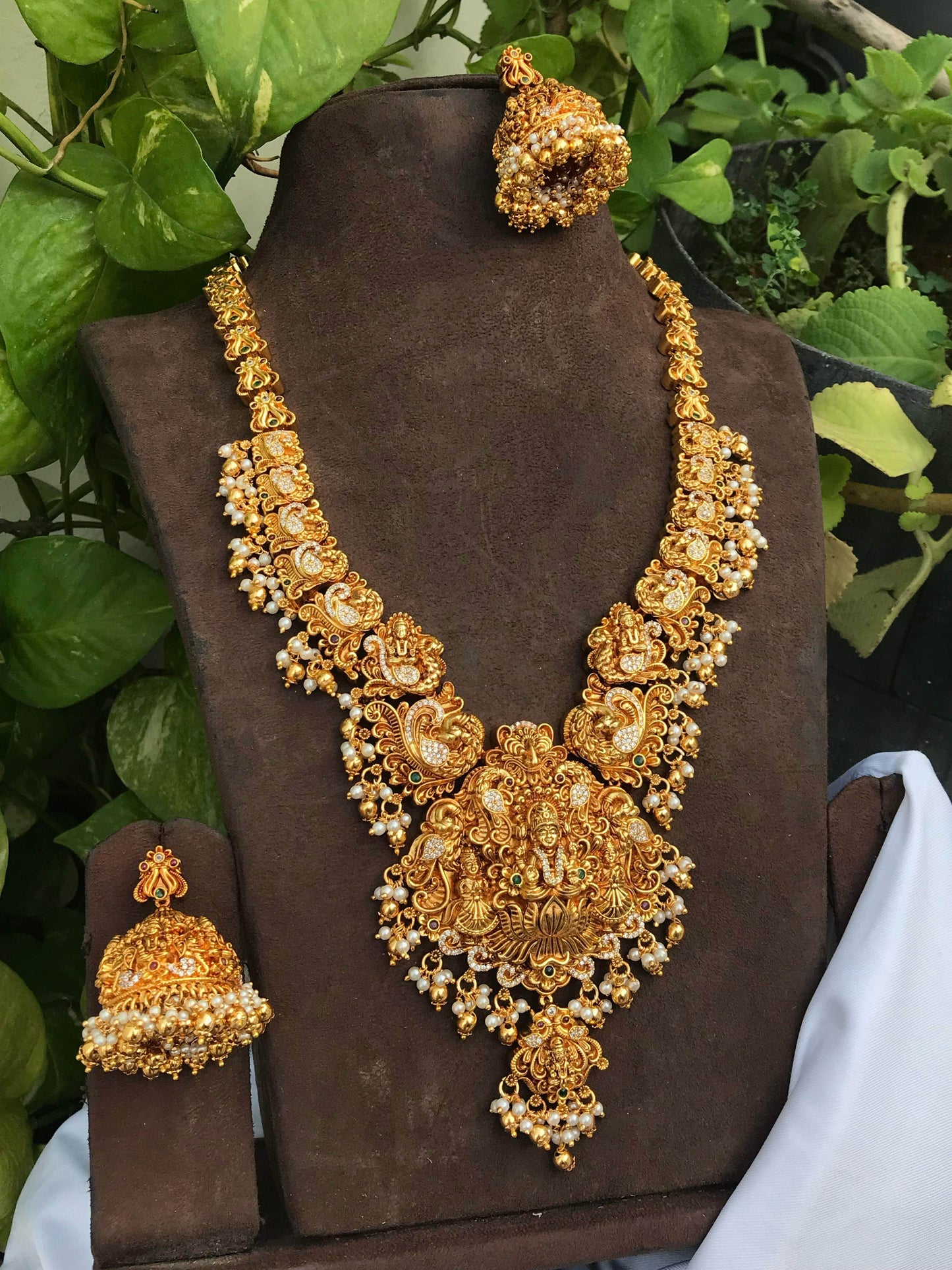 Nakshi Work with AD Stones Bridal Haram - Nakshatra Jewels