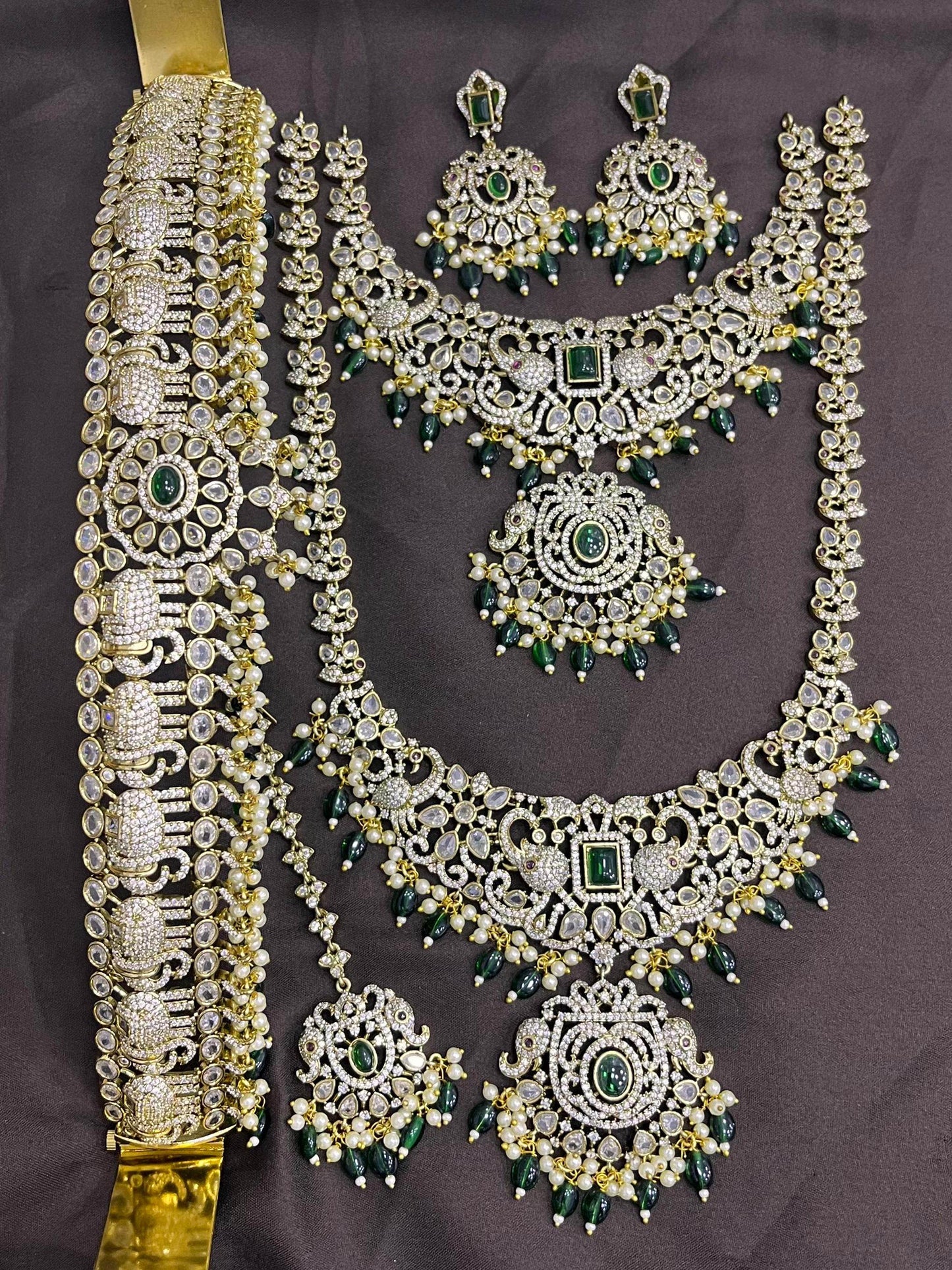 Victorian Polish AD Stones Bridal Set - Nakshatra Jewels