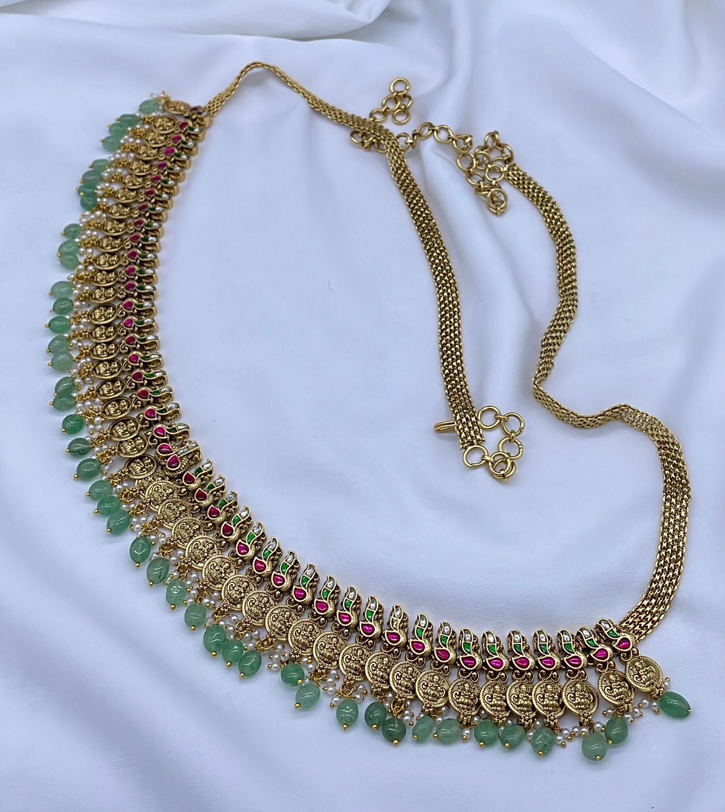 Nakshi Work with Kundan Stones Bridal Kaasu Hip Chain